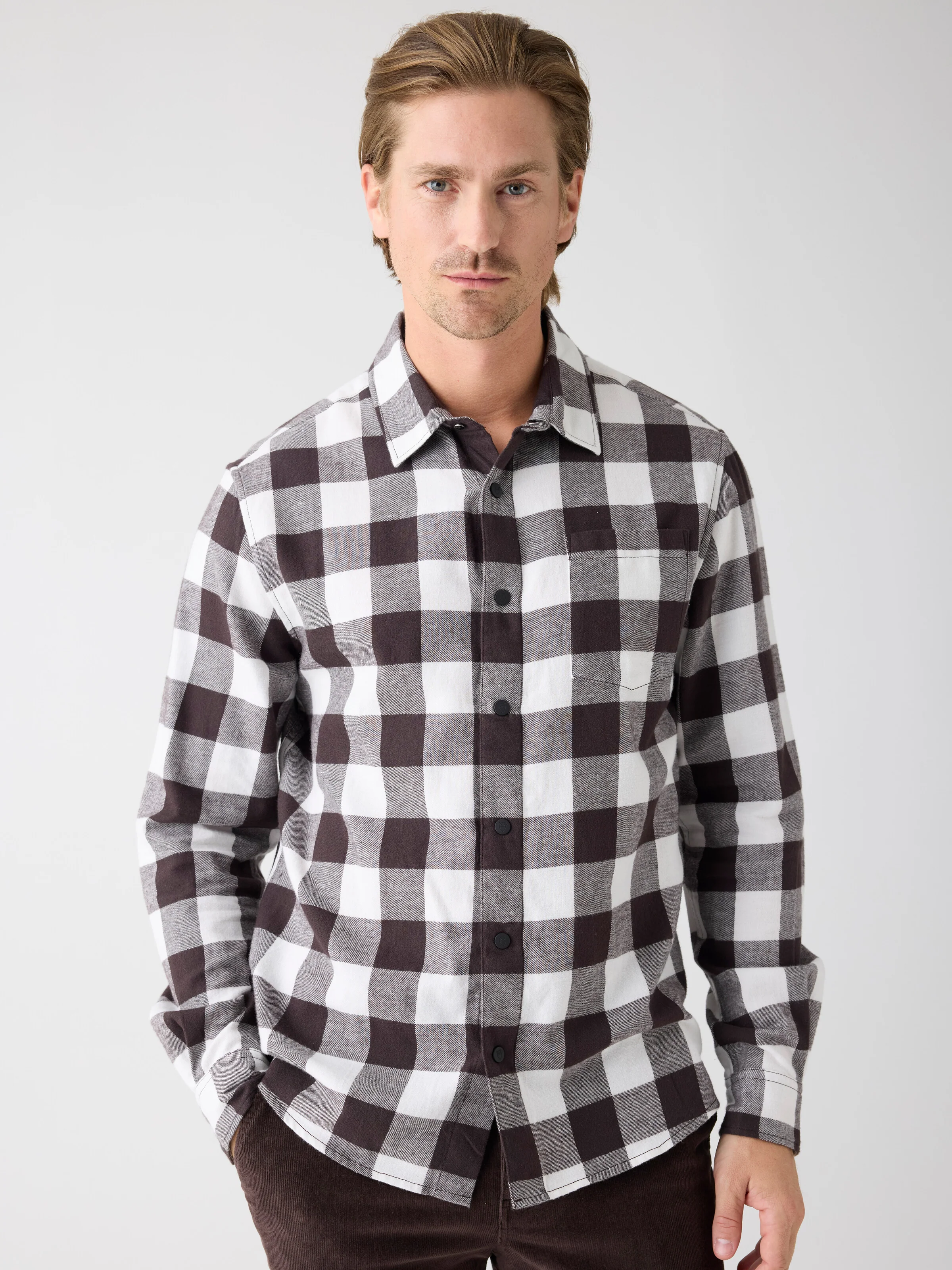 Organic Cotton Checked Flannel Shirt GOTS - Brown check - Image 2
