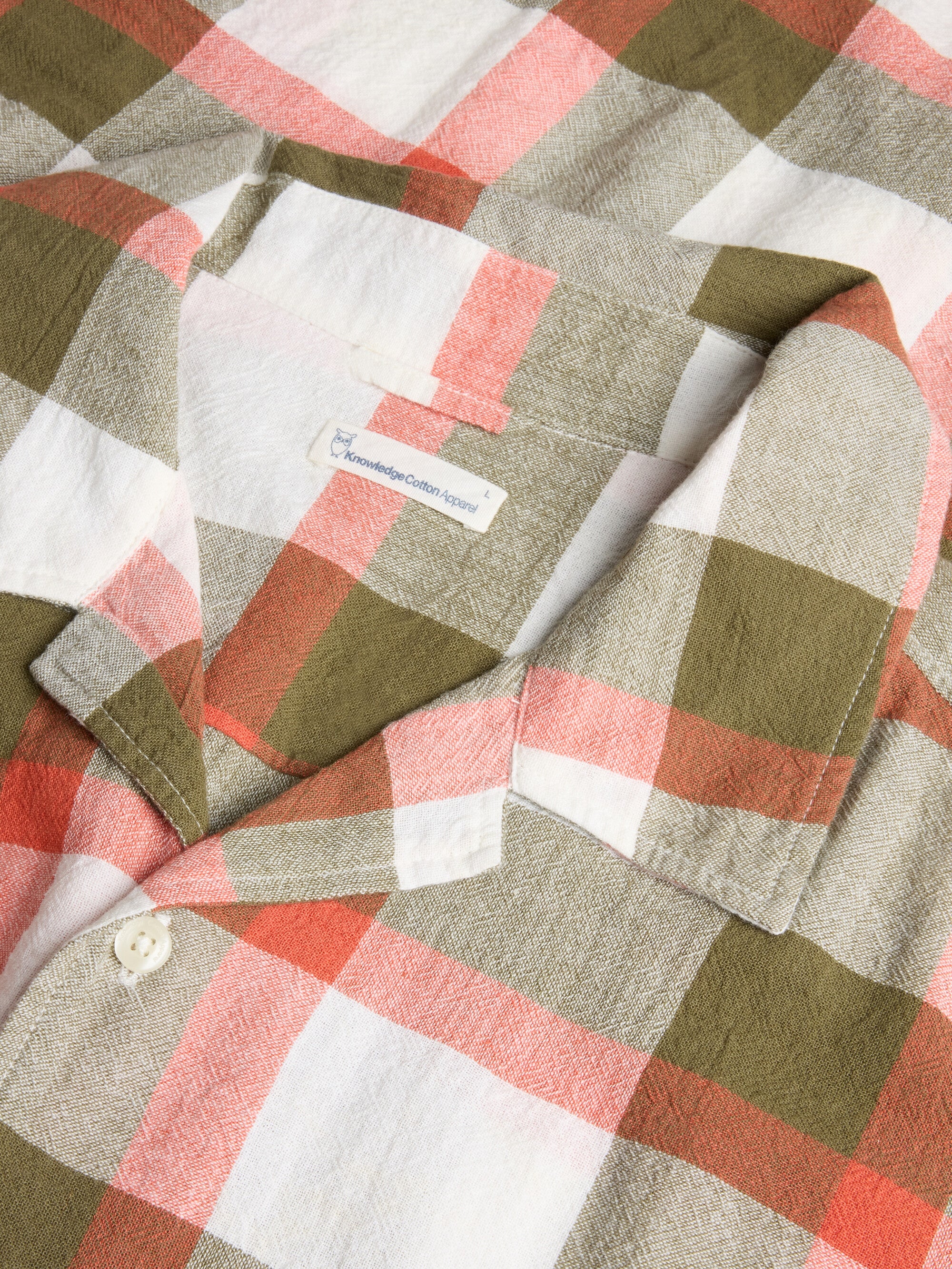 Organic Cotton Checked Shirt GOTS/Vegan - Beige check - Image 2