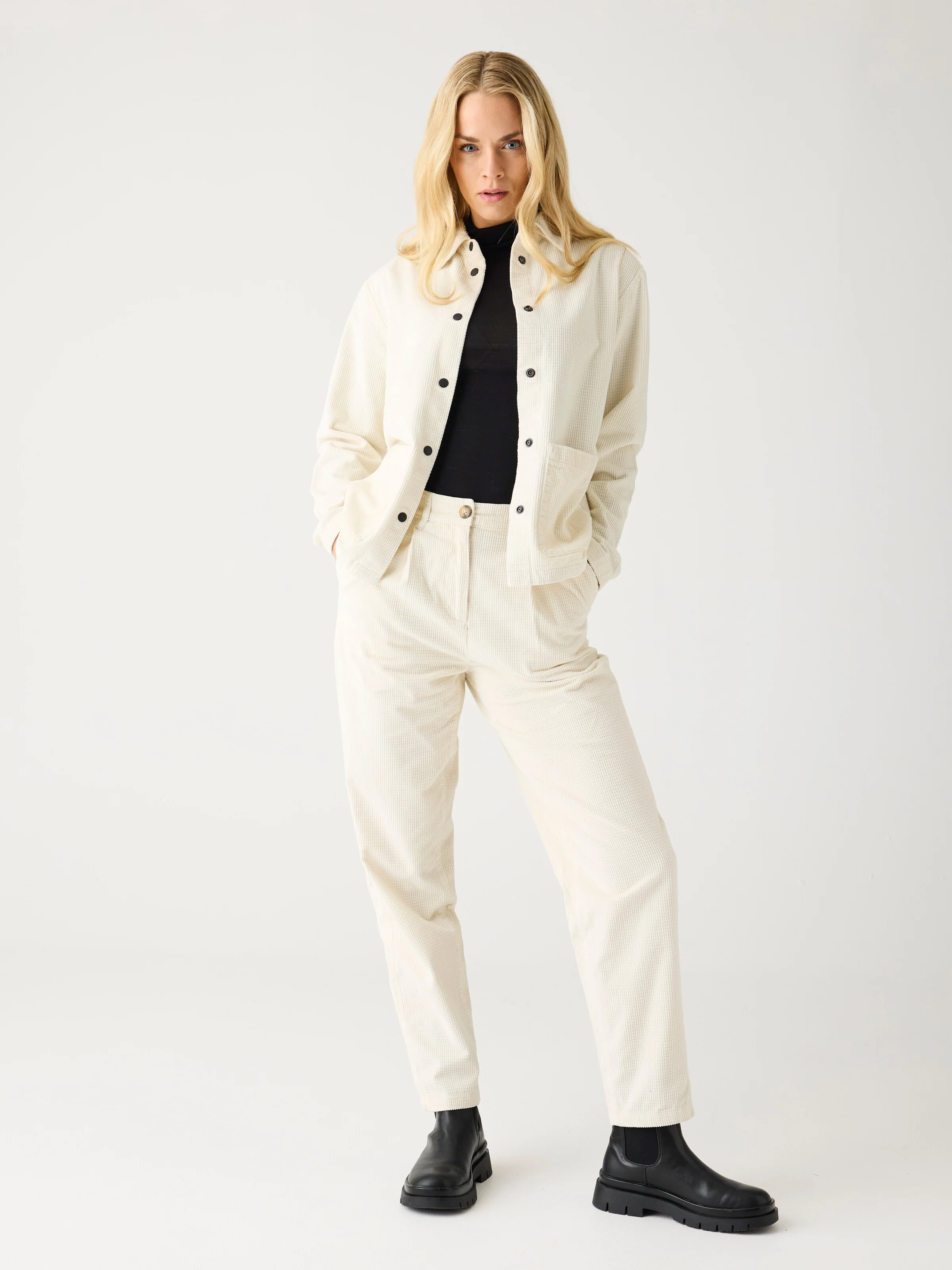 Organic Cotton Chloe Corduroy Pant GOTS - Egret - Image 2
