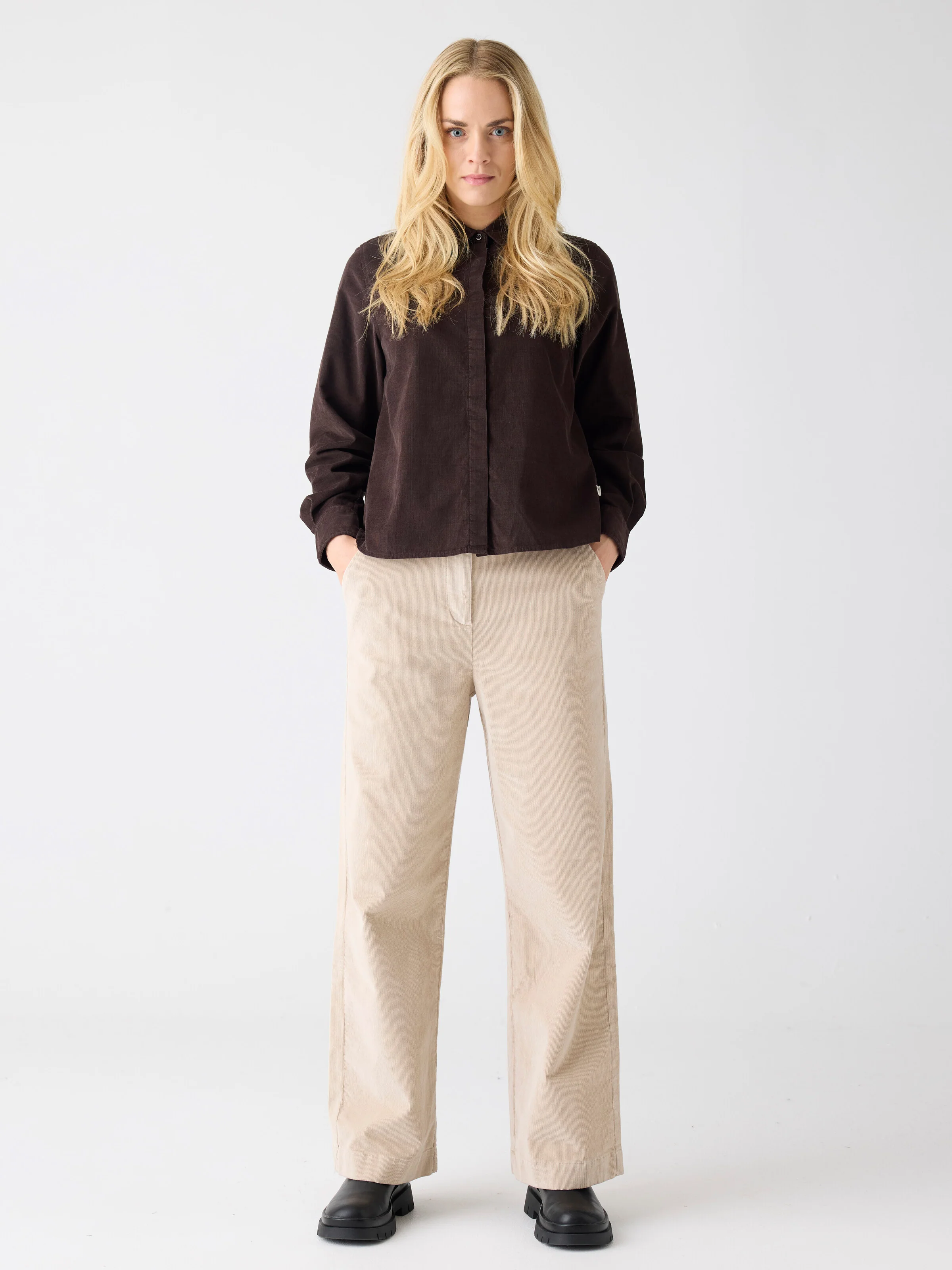 Organic Cotton Corduroy Shirt GOTS - Chocolate Torte - Image 3