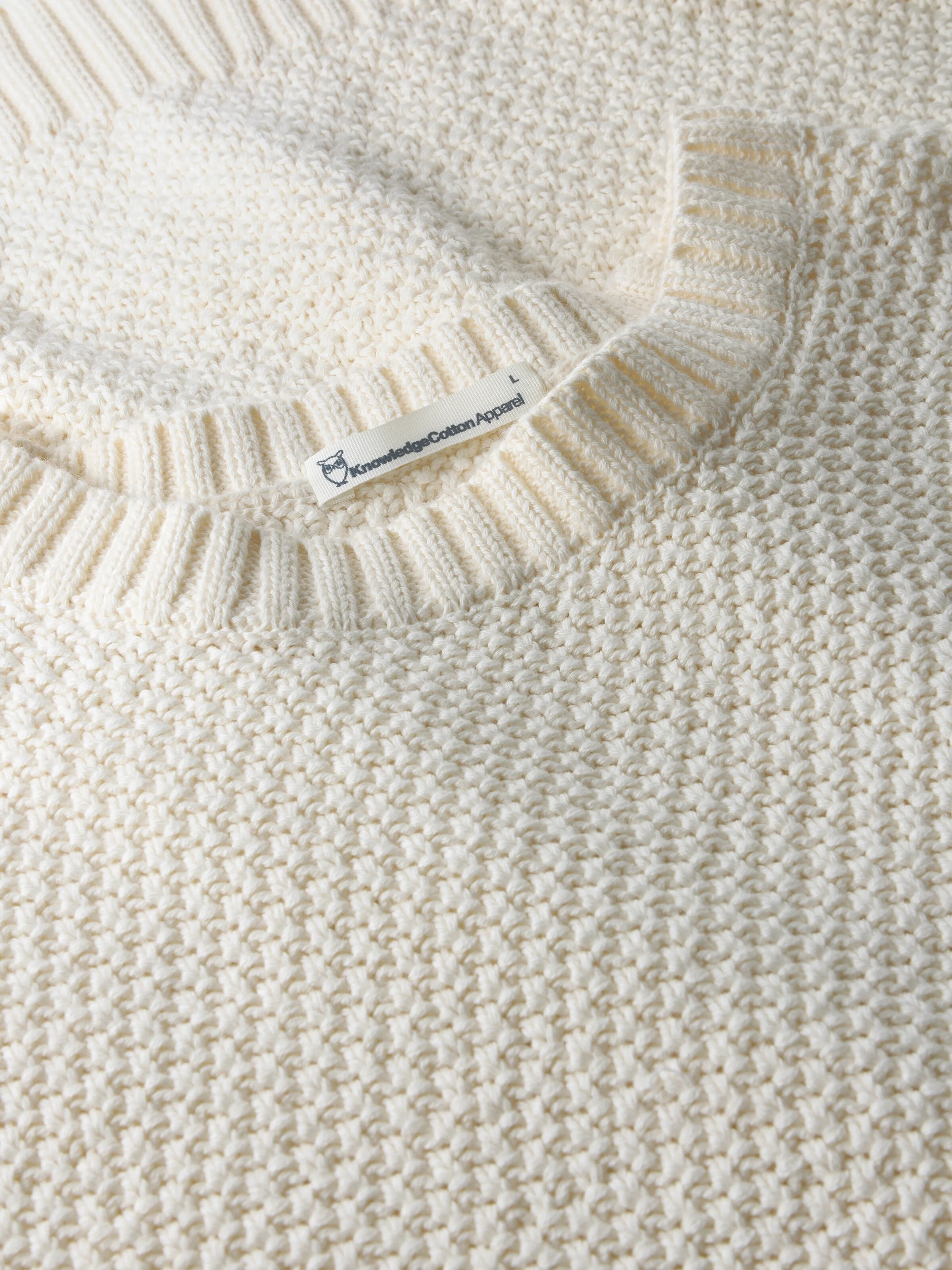 Organic Cotton crew neck knit - GOTS/Vegan - Egret - Image 4