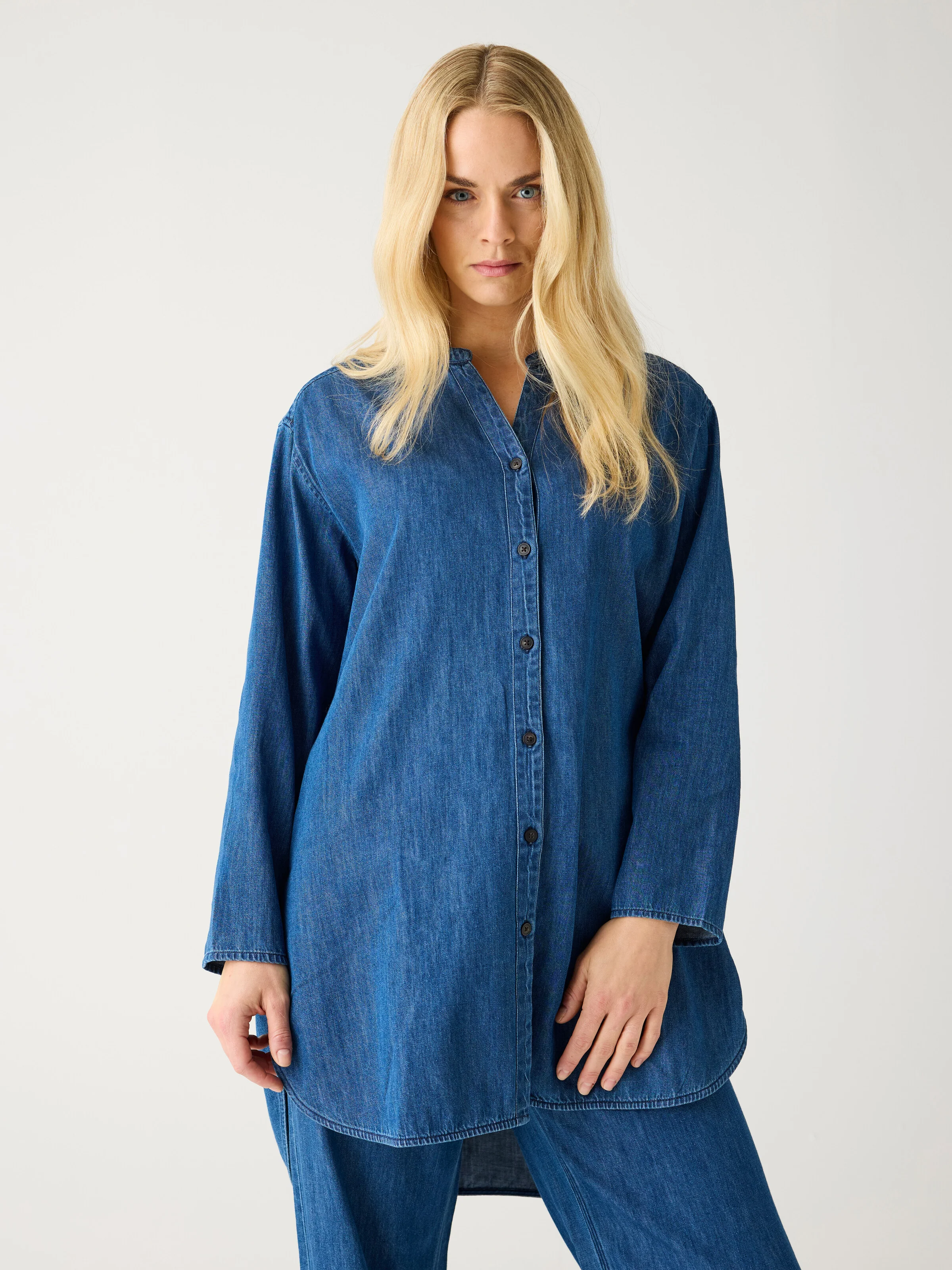 Organic Cotton Denim Shirt GOTS - Dark Blue denim - Image 2