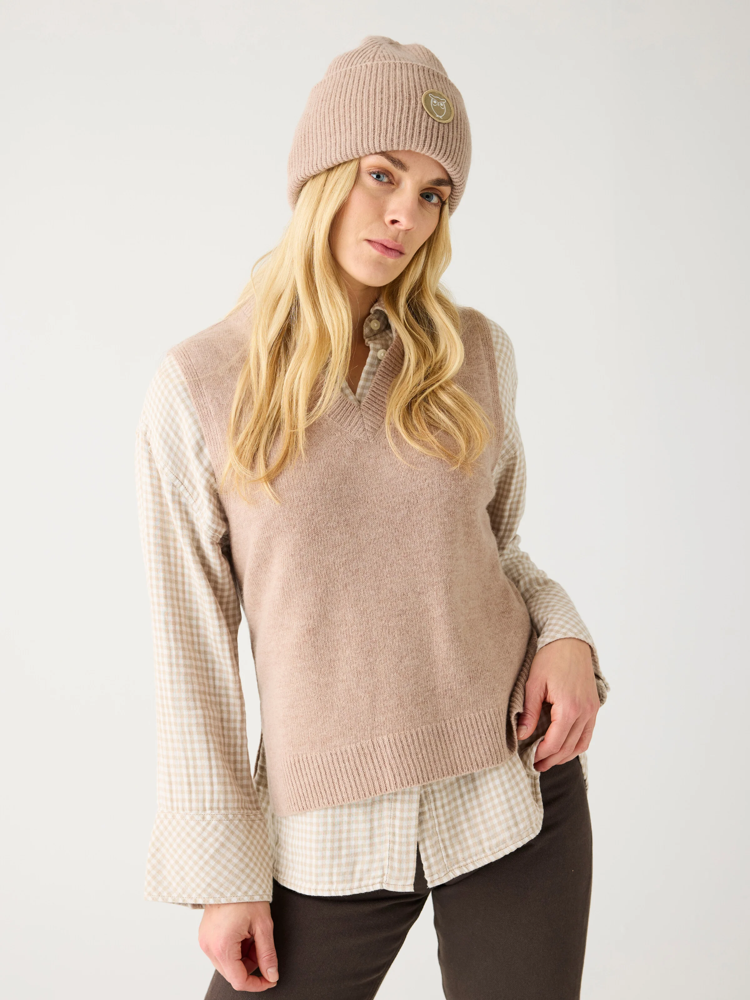 Organic Cotton Double layer Shirt GOTS - Beige check - Image 2