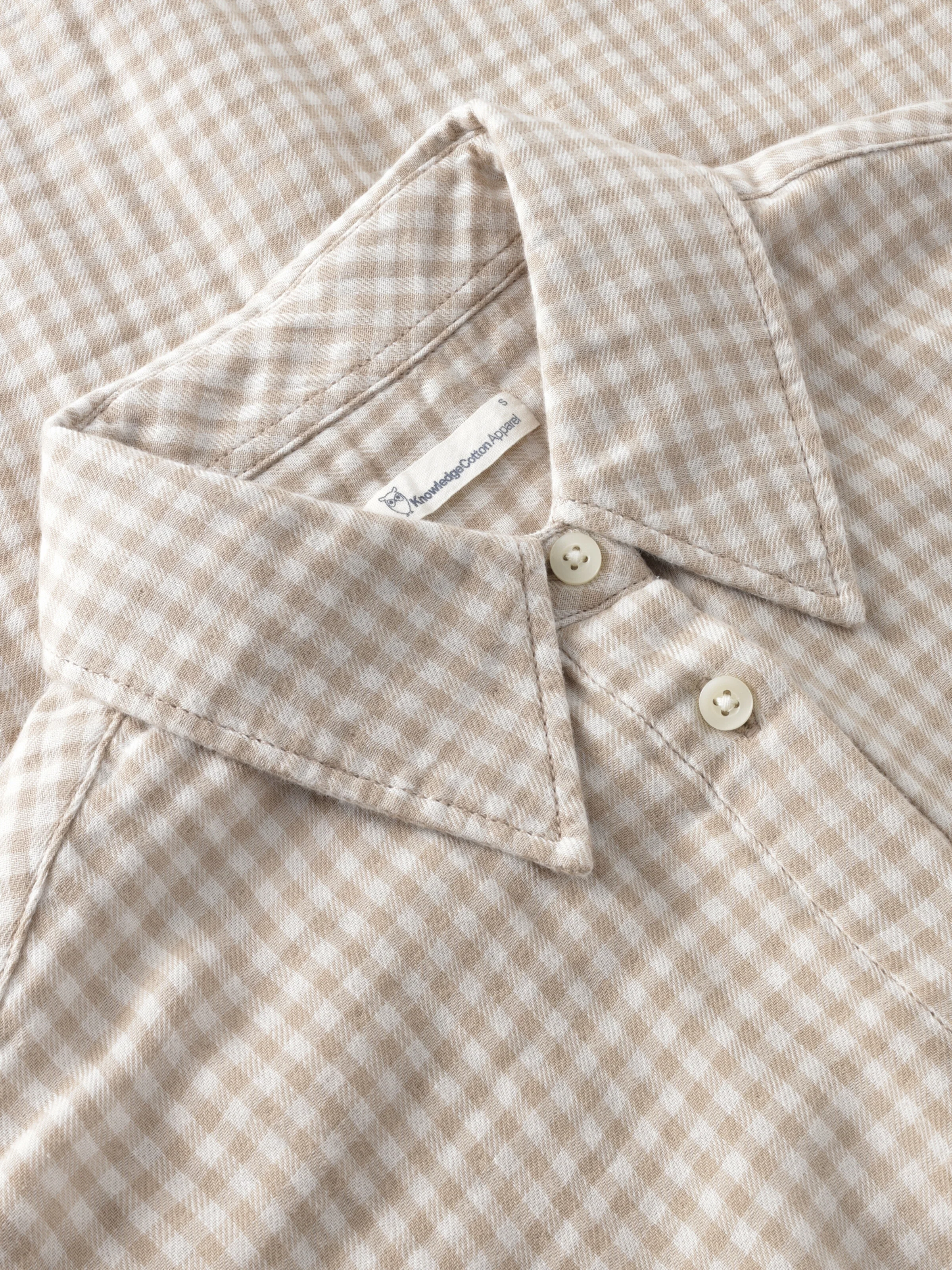 Organic Cotton Double layer Shirt GOTS - Beige check - Image 4
