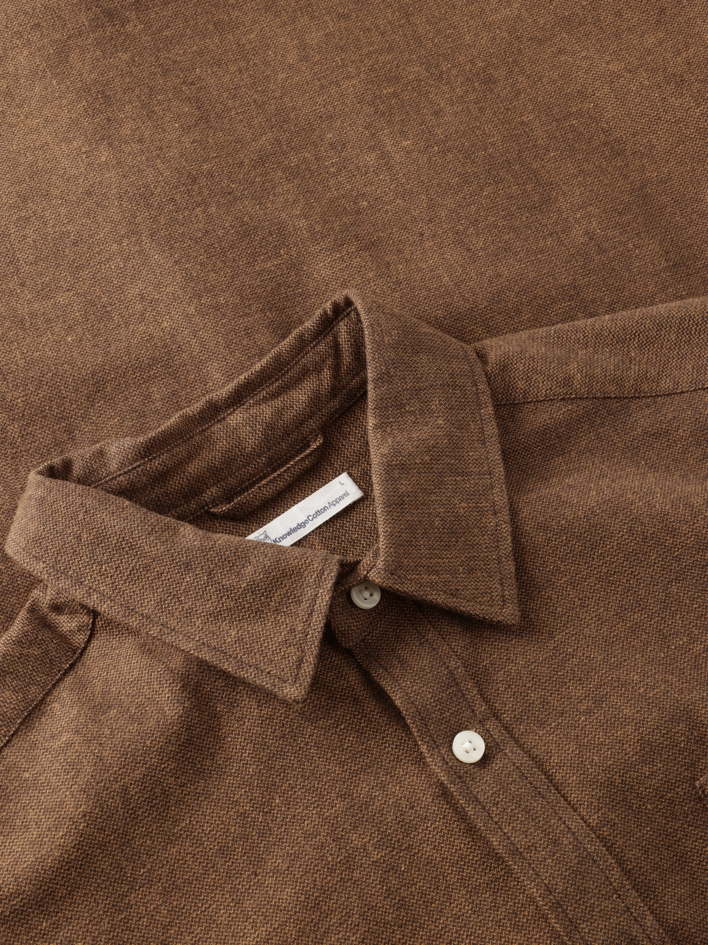 Organic Cotton Fishbone Flannel Shirt GOTS - Chocolate Torte - Image 3
