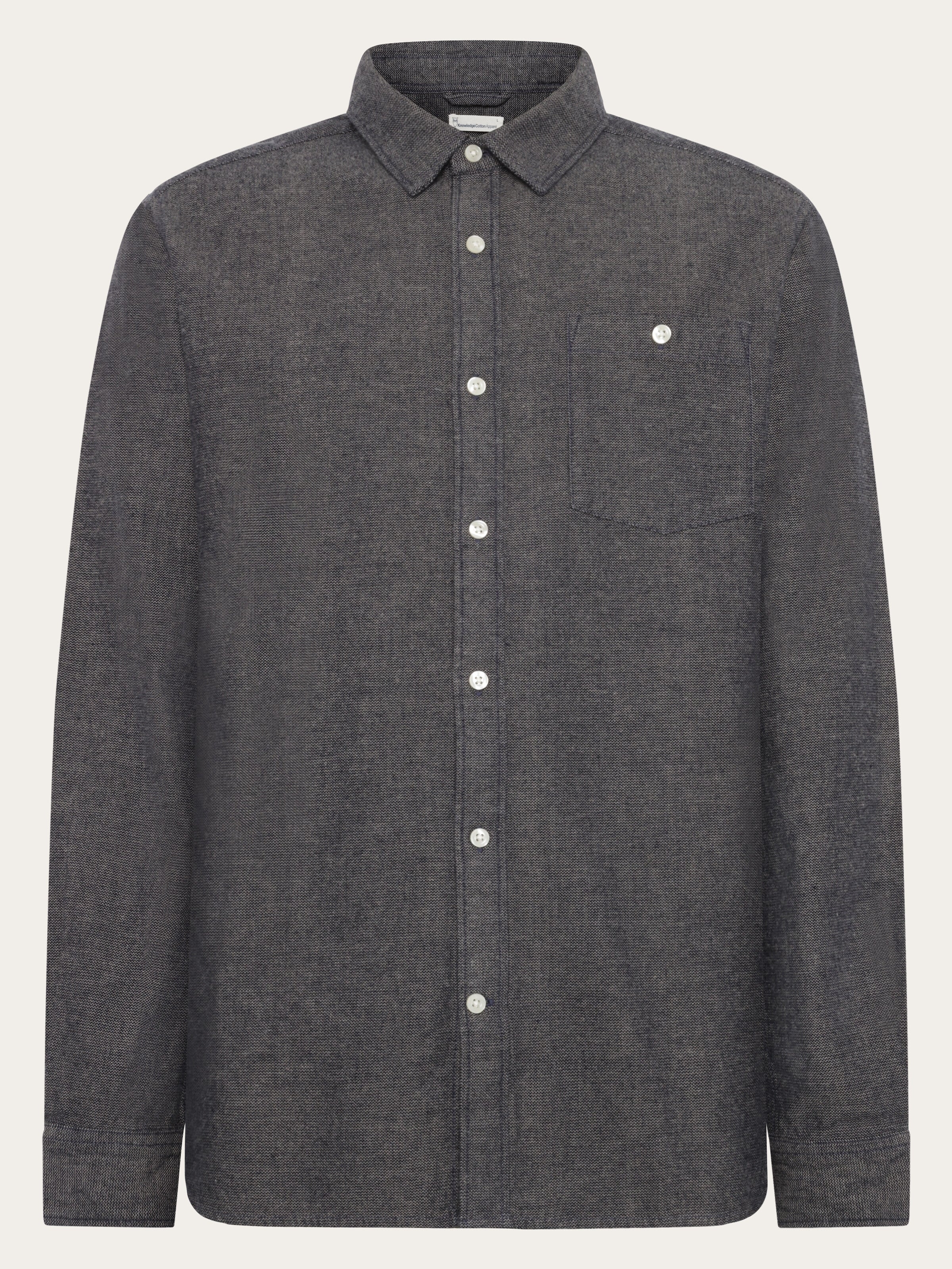 Organic Cotton Fishbone Flannel Shirt GOTS - Night Sky