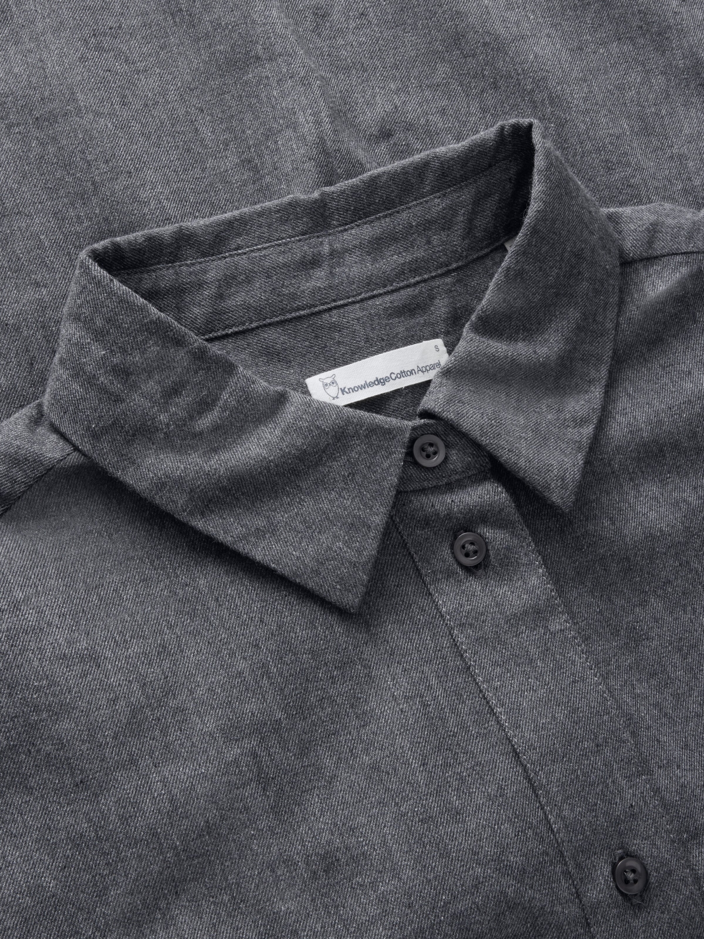 Organic Cotton Flannel Shirt GOTS - Dark Grey Melange - Image 3