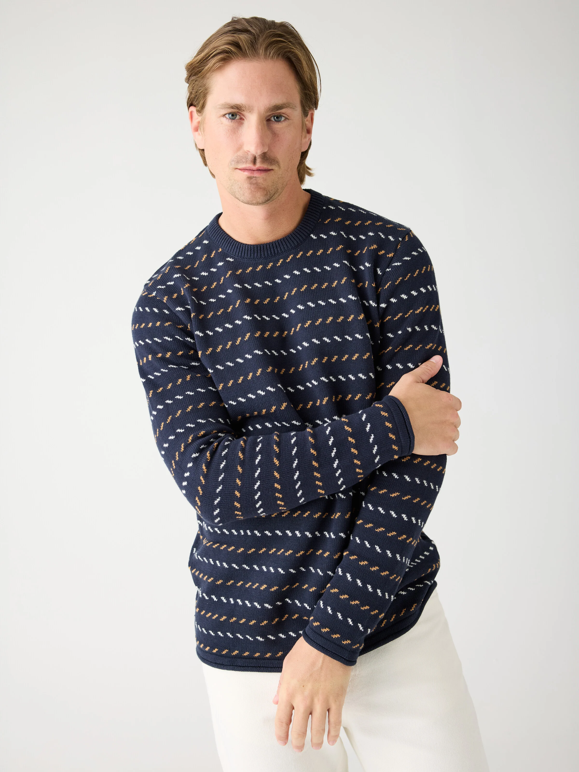 Organic Cotton Jacquard Knit - Regenerative Organic Certified™ - GOTS/Vegan - Night Sky - Image 2