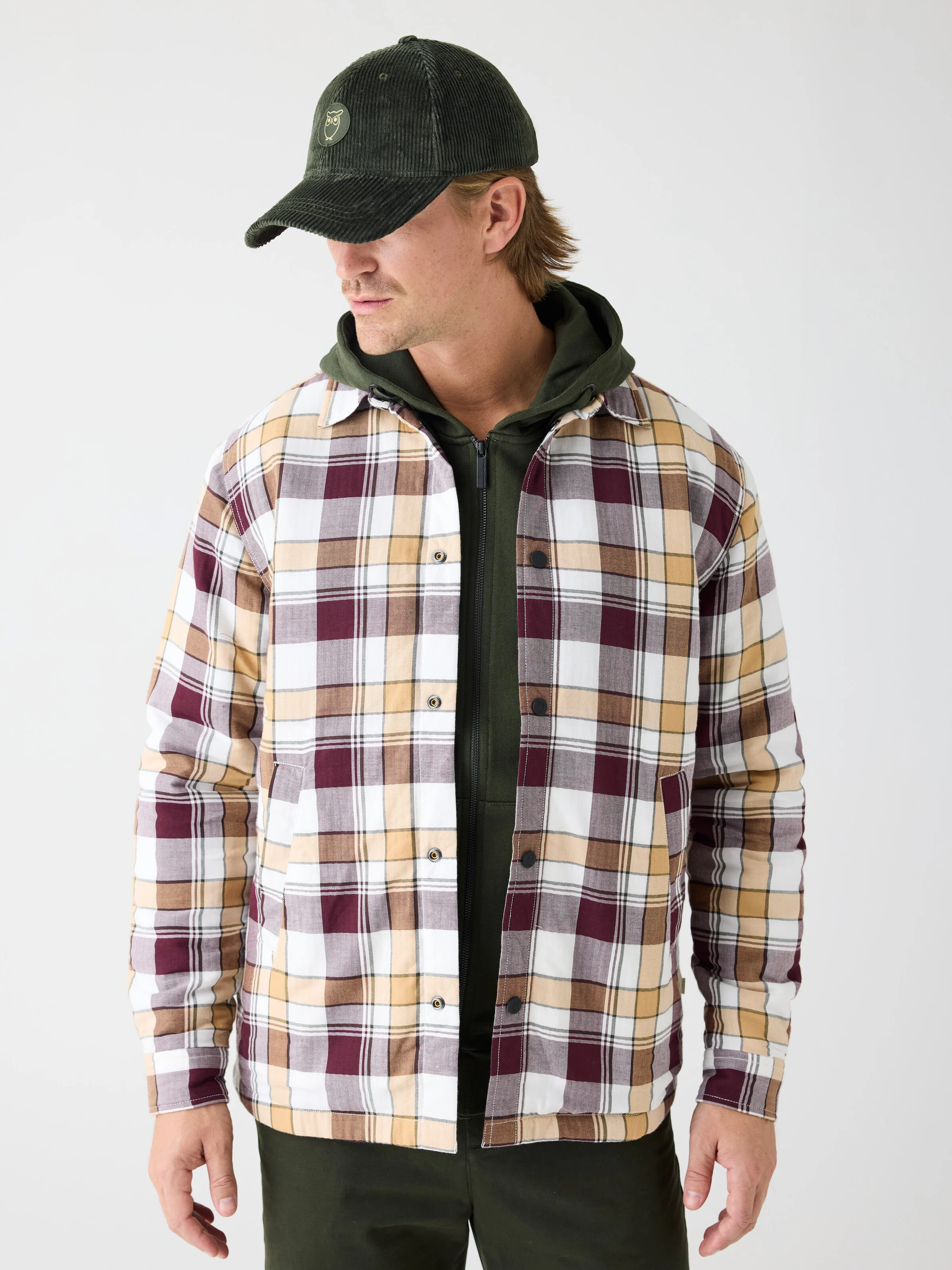 Organic Cotton Padded Overshirt OCS - Red check - Image 2