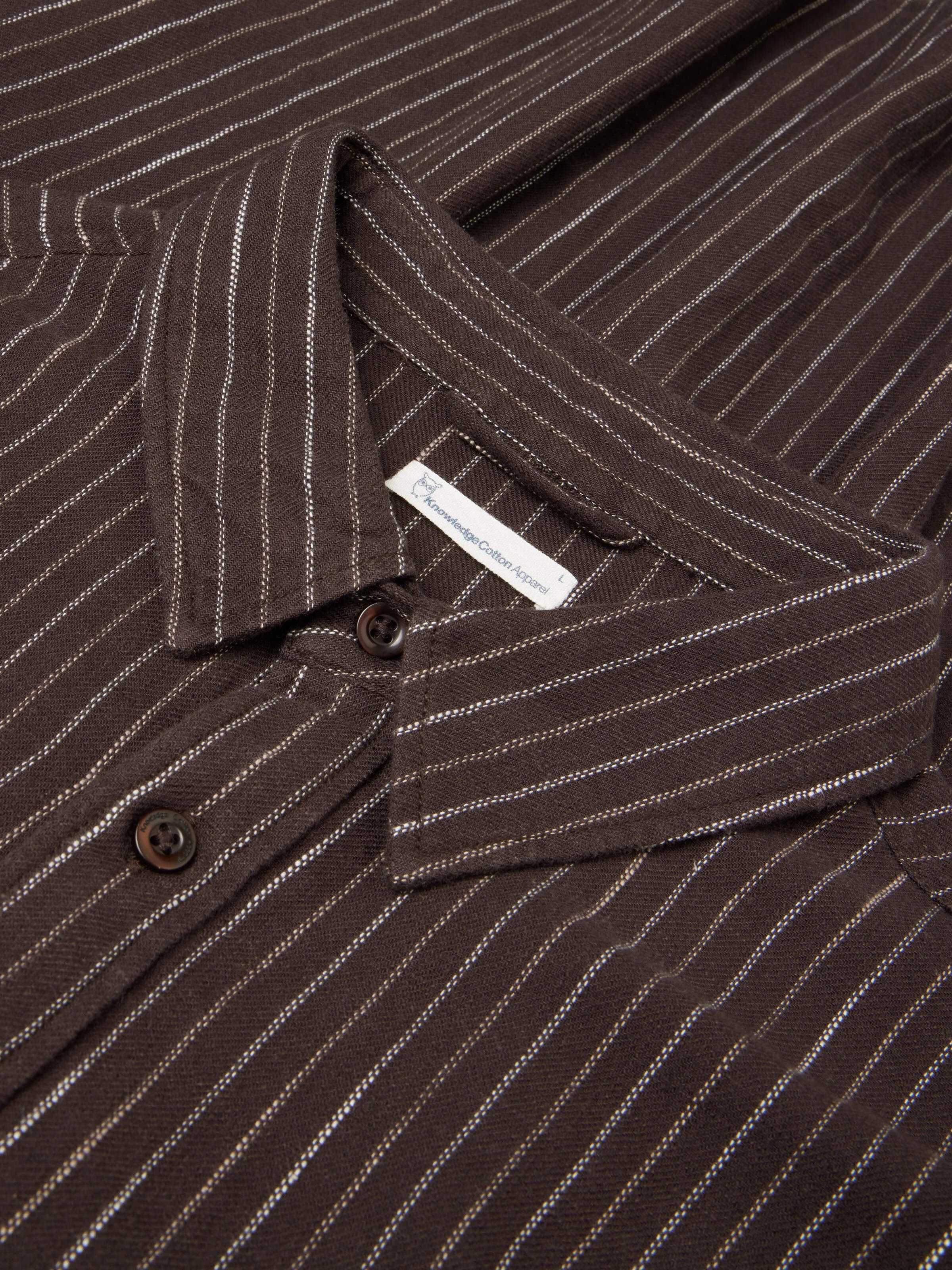 Organic Cotton Striped Shirt GOTS - Brown stripe - Image 4