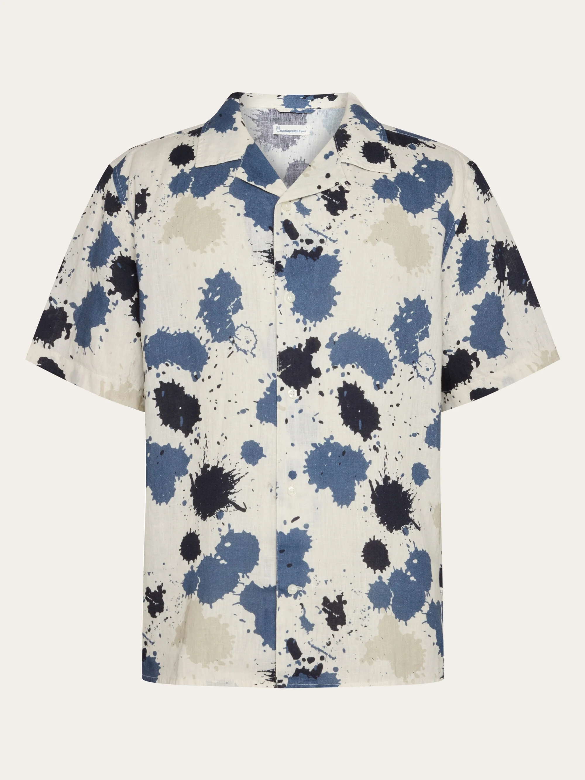 Organic Linen Printed Shirt Water is Life GOTS/Vegan - Blue