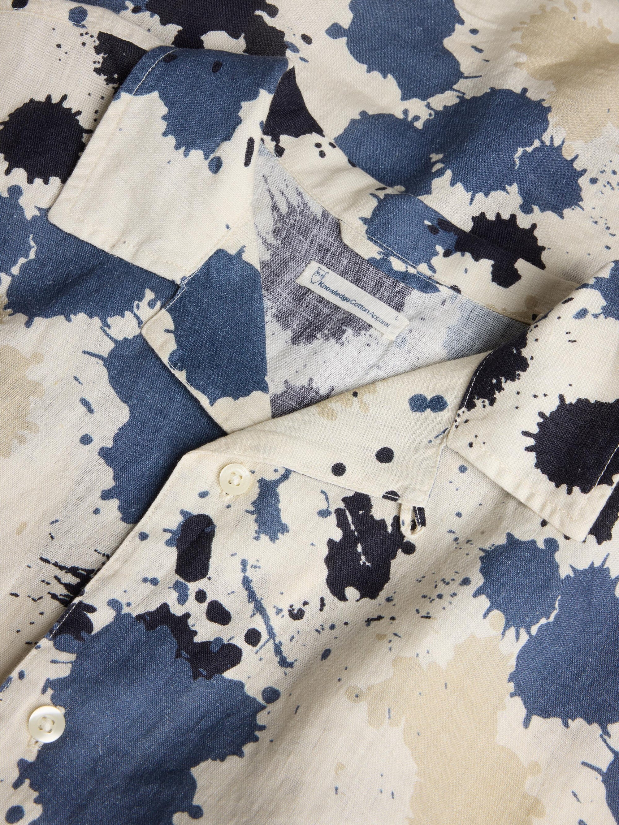 Organic Linen Printed Shirt Water is Life GOTS/Vegan - Blue - Image 2