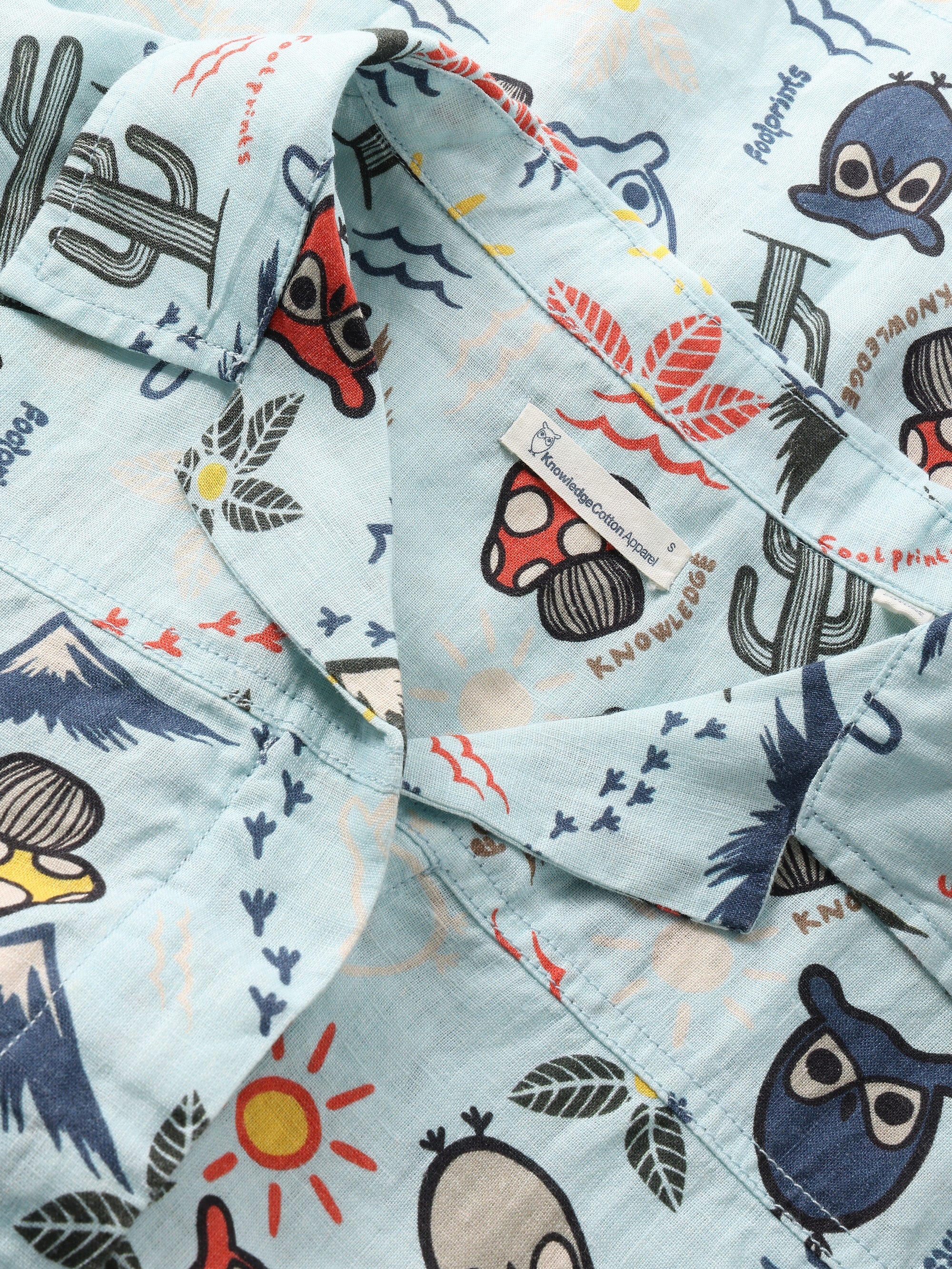 Owl cactus AOP short sleeved shirt - GOTS/Vegam - Aqua-Esque - Image 2
