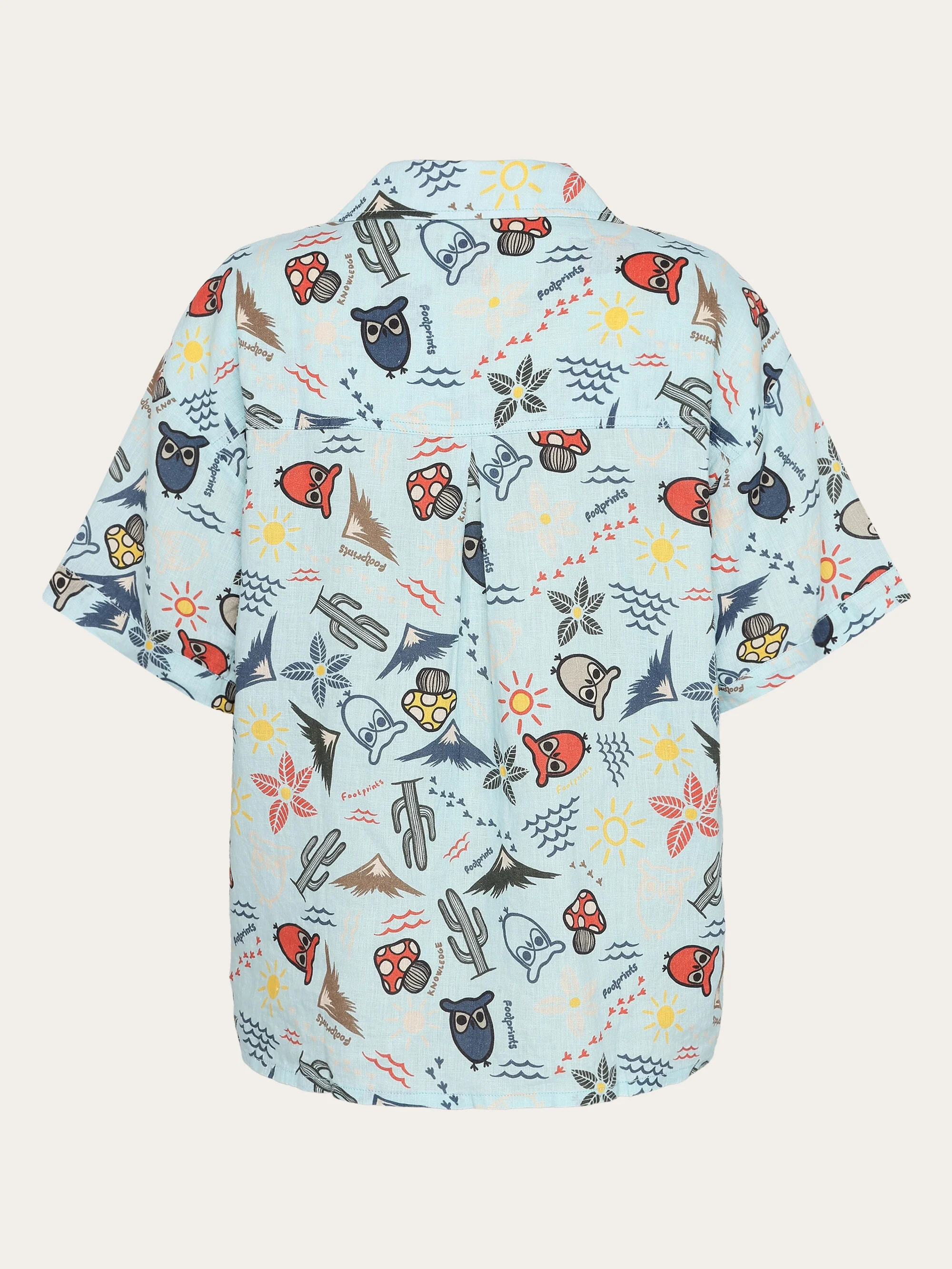Owl cactus AOP short sleeved shirt - GOTS/Vegam - Aqua-Esque - Image 3