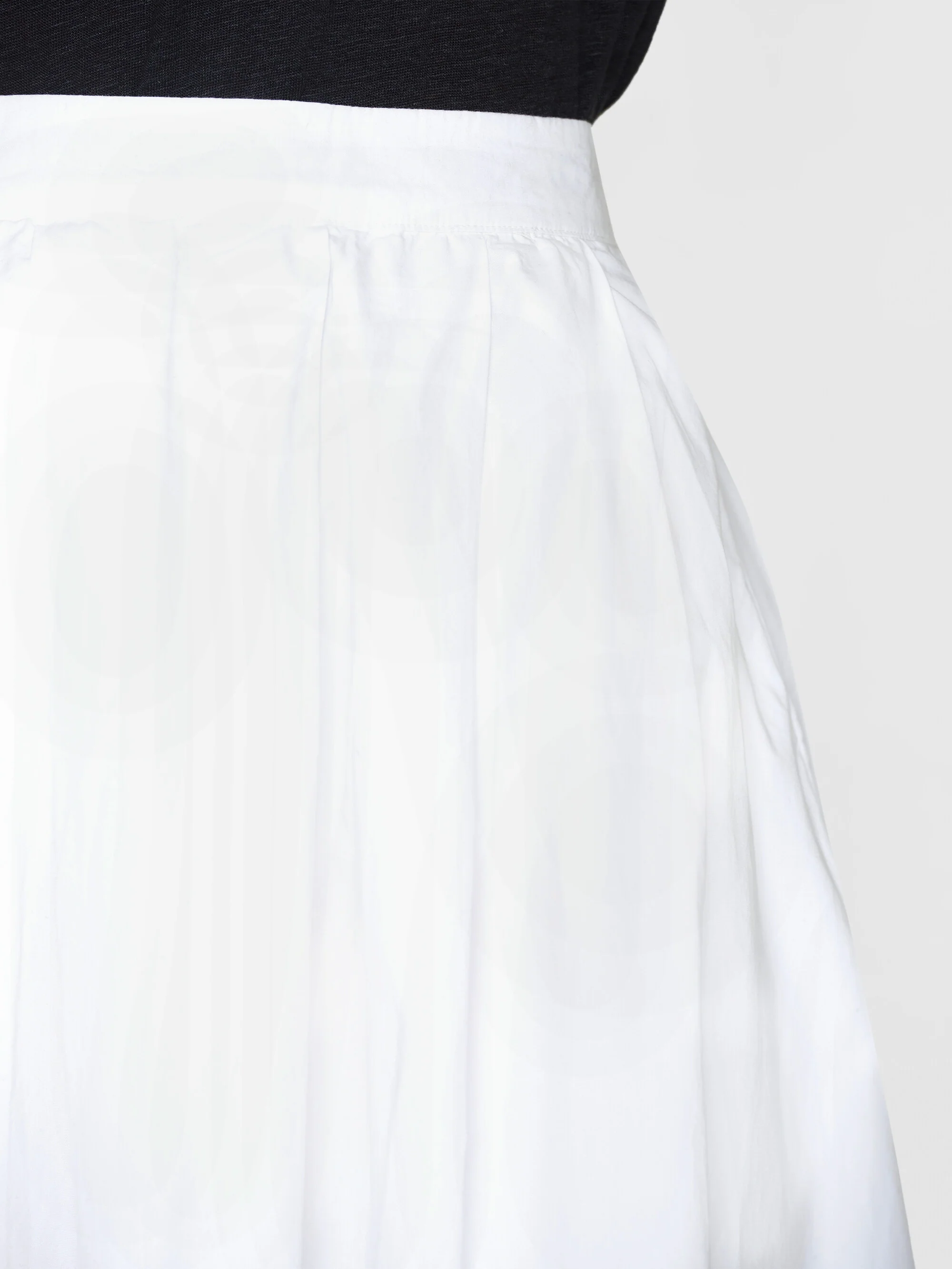 Poplin pleated mid-length skirt - Bright White - Image 5