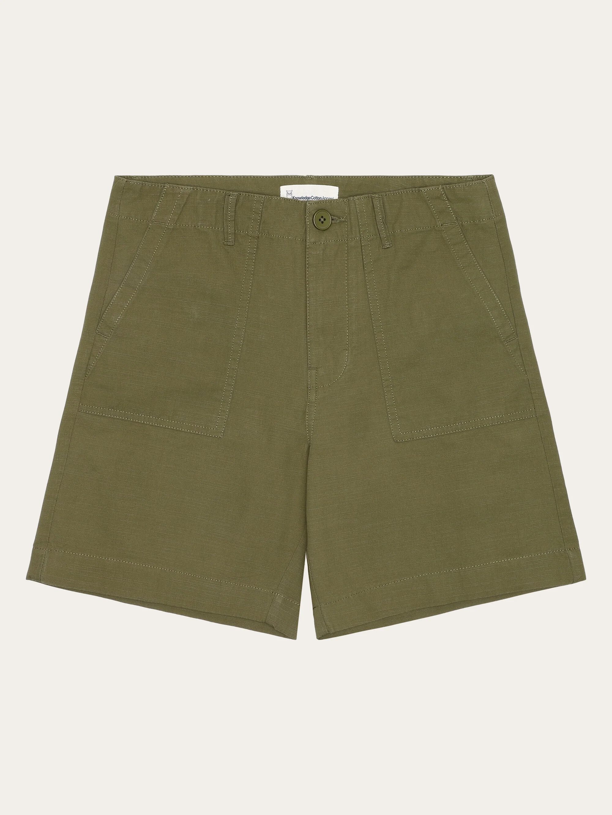 POSEY mid-rise wide slub yarn shorts - GOTS/Vegan - Burned Olive