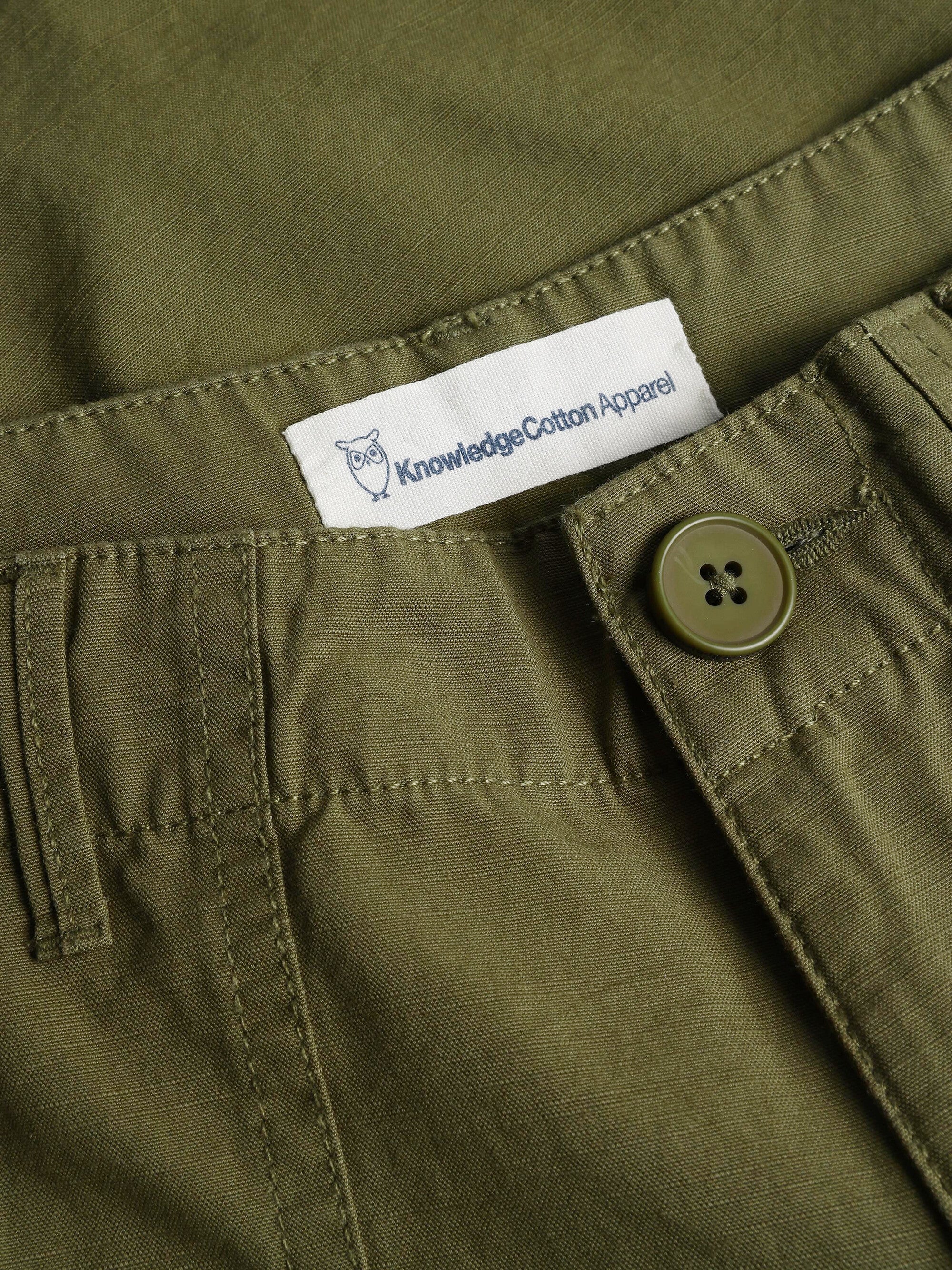POSEY mid-rise wide slub yarn shorts - GOTS/Vegan - Burned Olive - Image 2