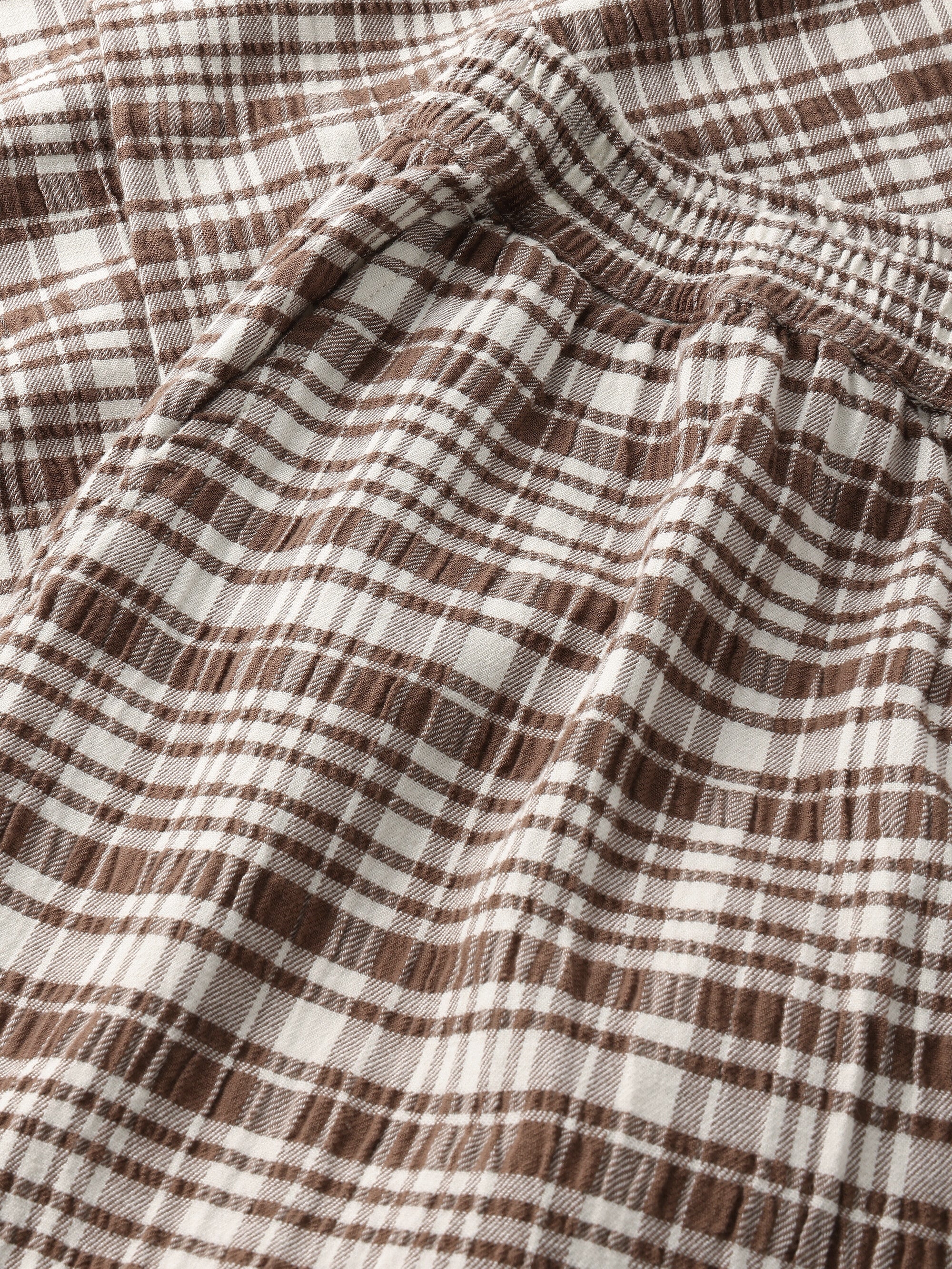 POSEY wide mid-rise check seersucker pants - GOTS/Vegan - Beige check - Image 2