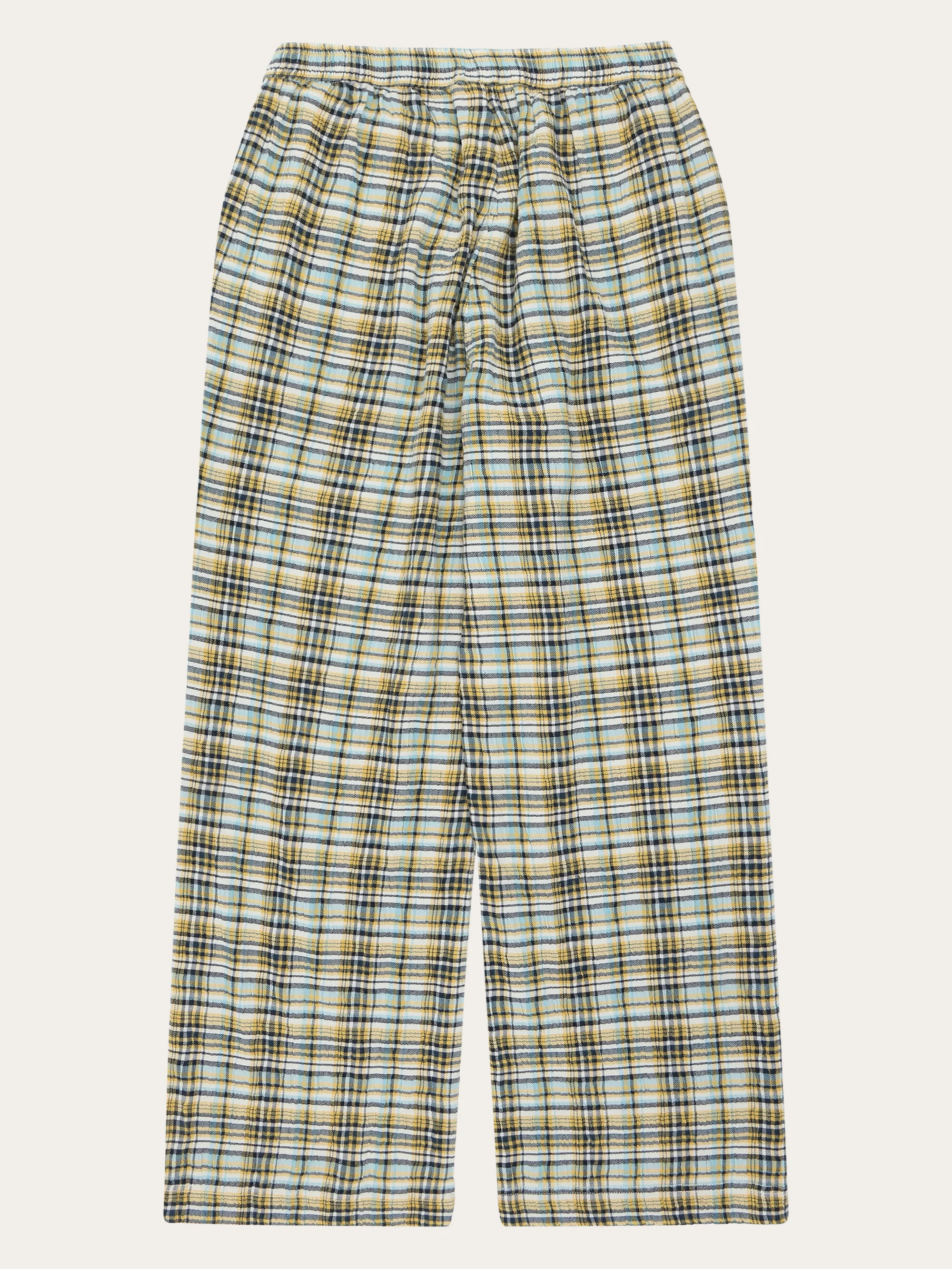 POSEY wide mid-rise check seersucker pants - GOTS/Vegan - Yellow check - Image 3