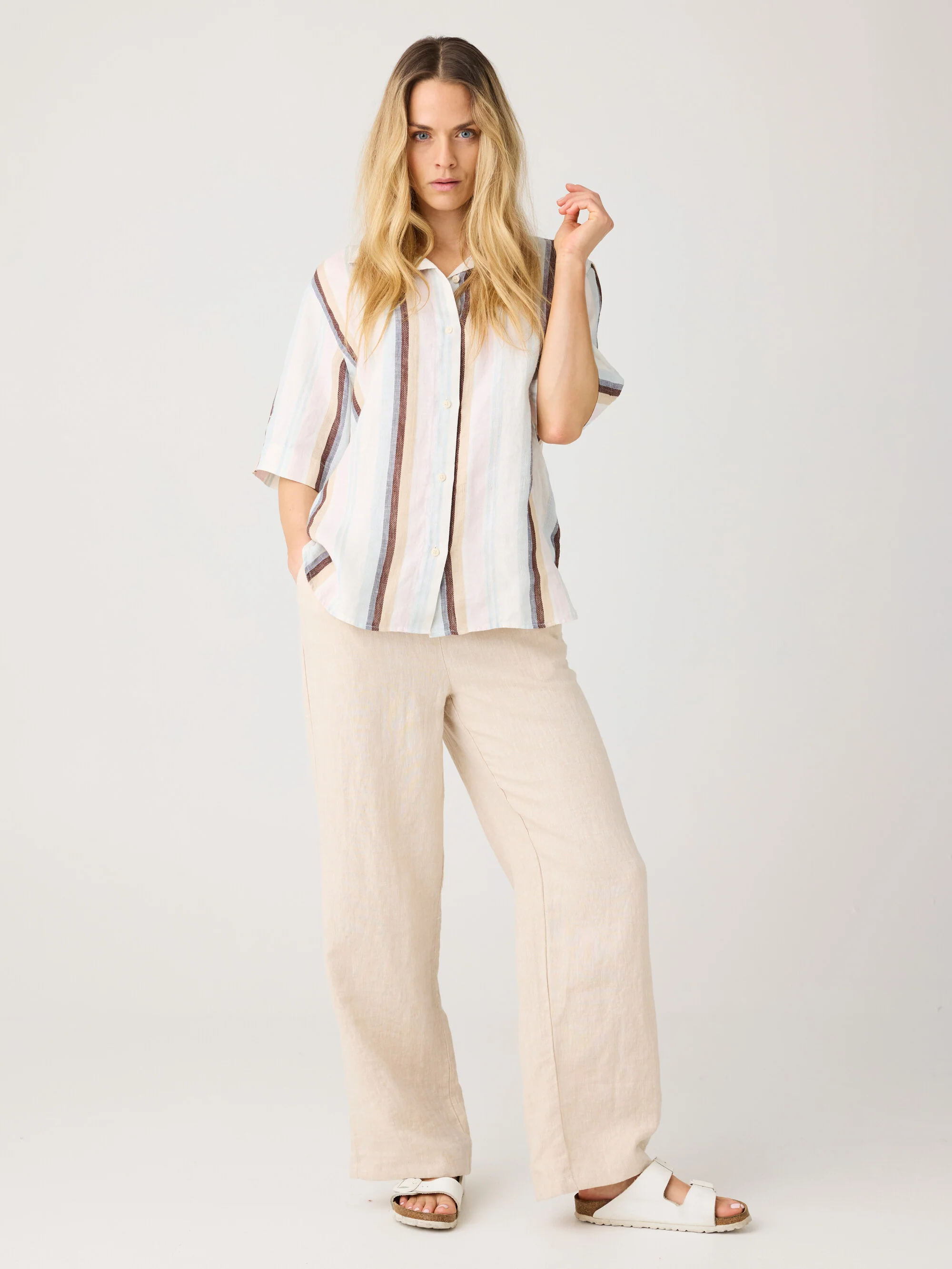 Posey wide linen pants - Yarndyed - Light feather gray - Image 4