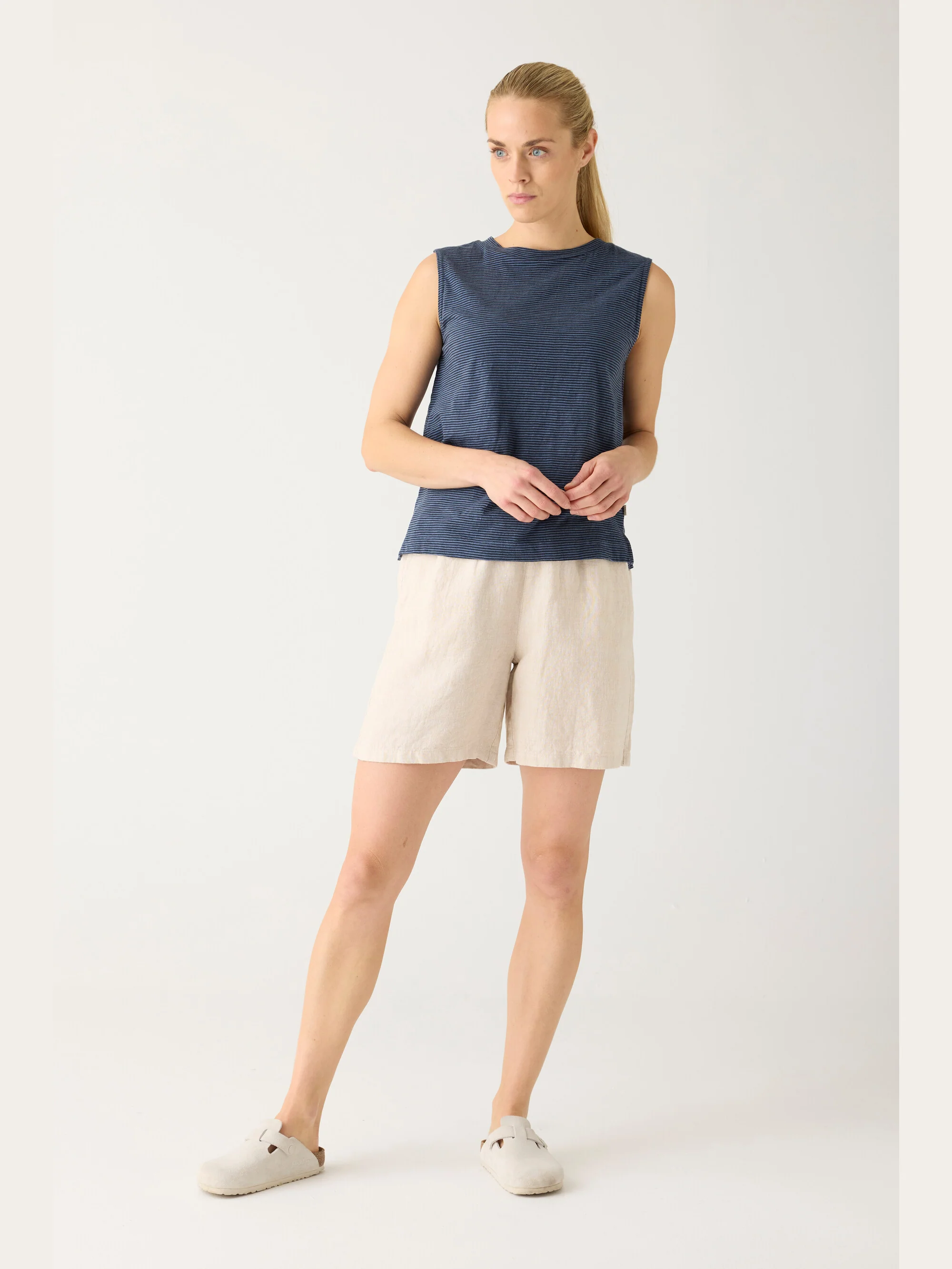 Posey wide linen shorts - Yarndyed - Light feather gray - Image 2