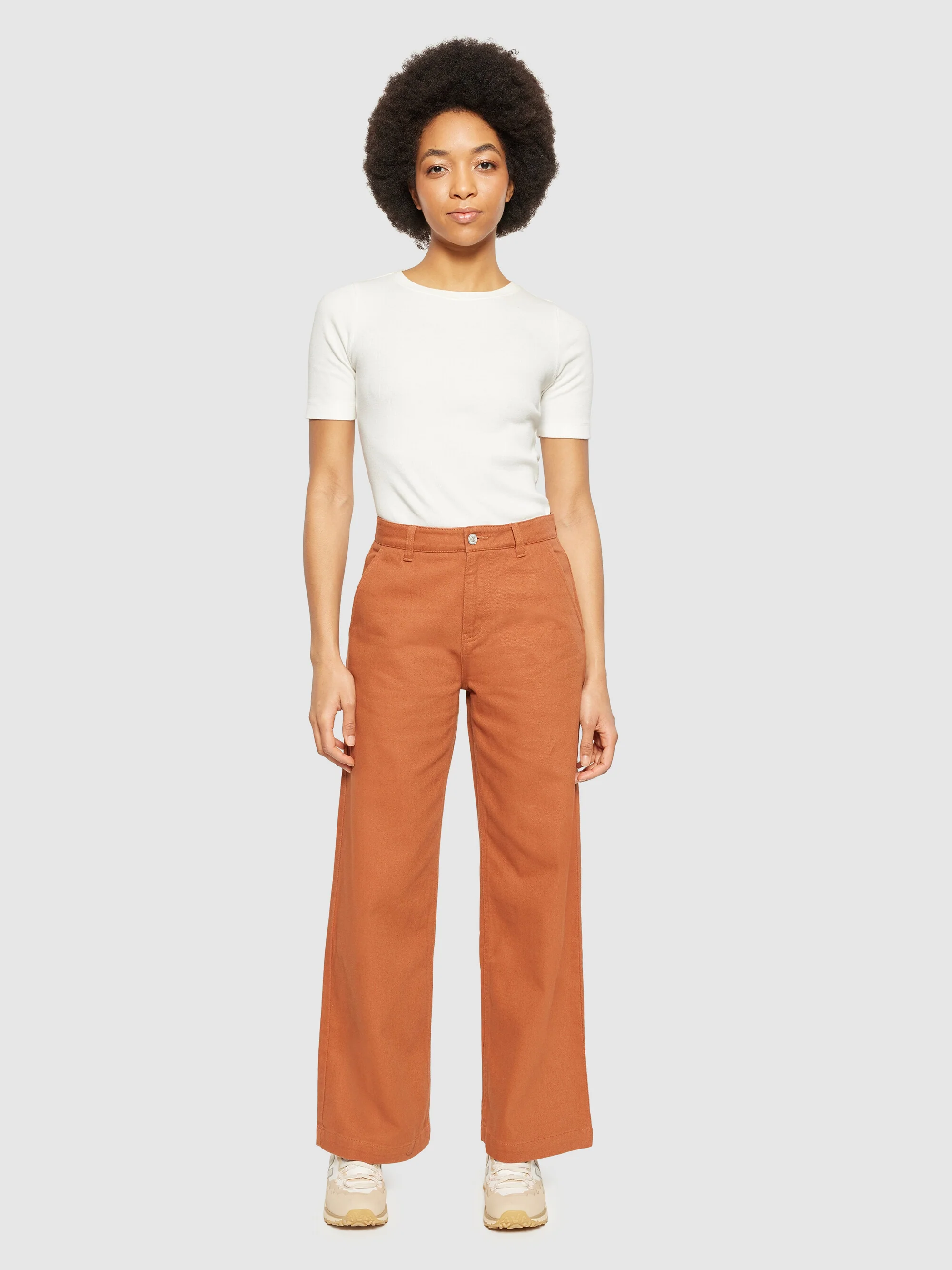 POSEY wide mid-rise twill pant - GOTS/Vegan - Mocha Bisque - Image 4