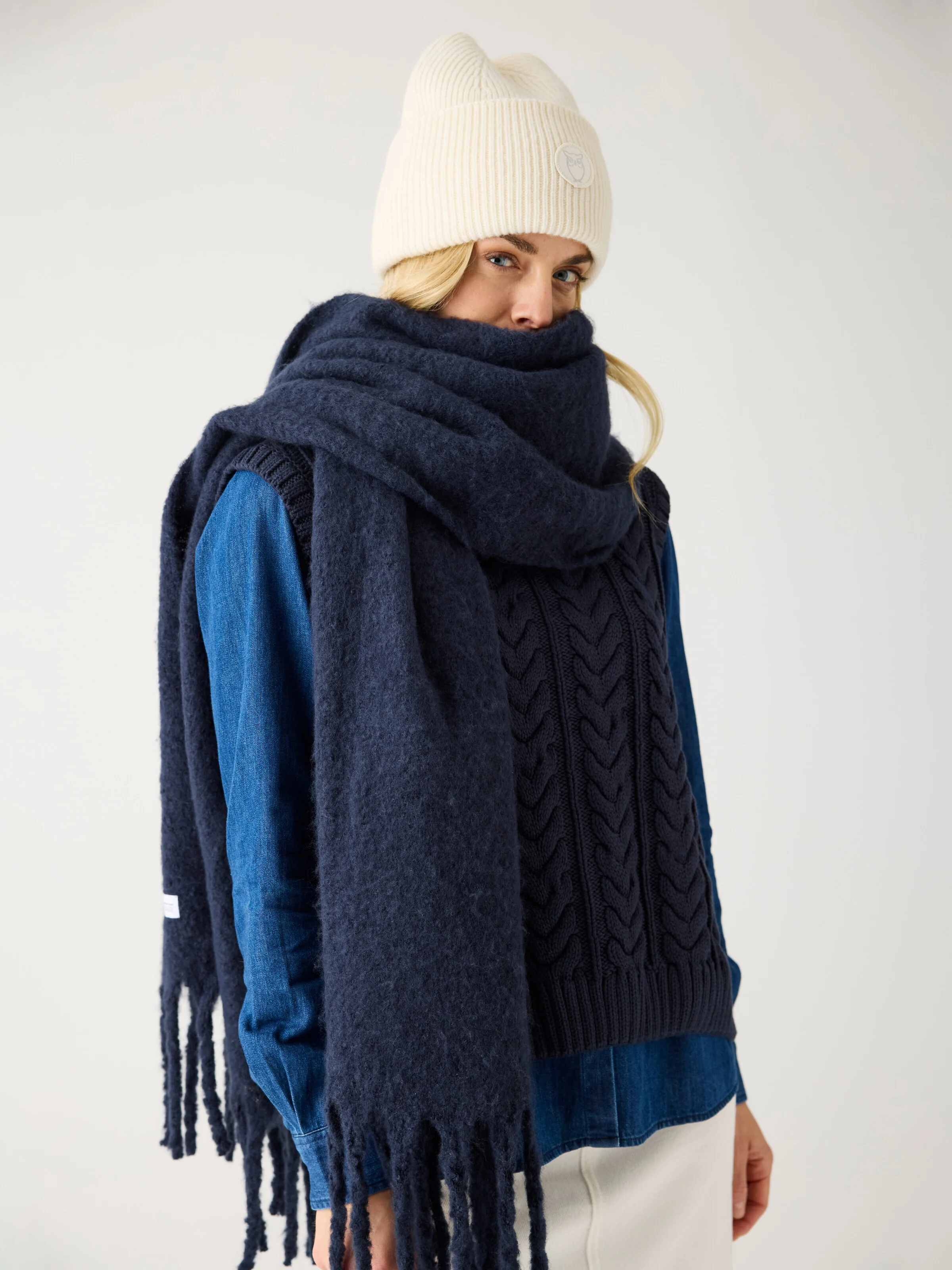 Recycled fringe scarf - Night Sky - Image 3