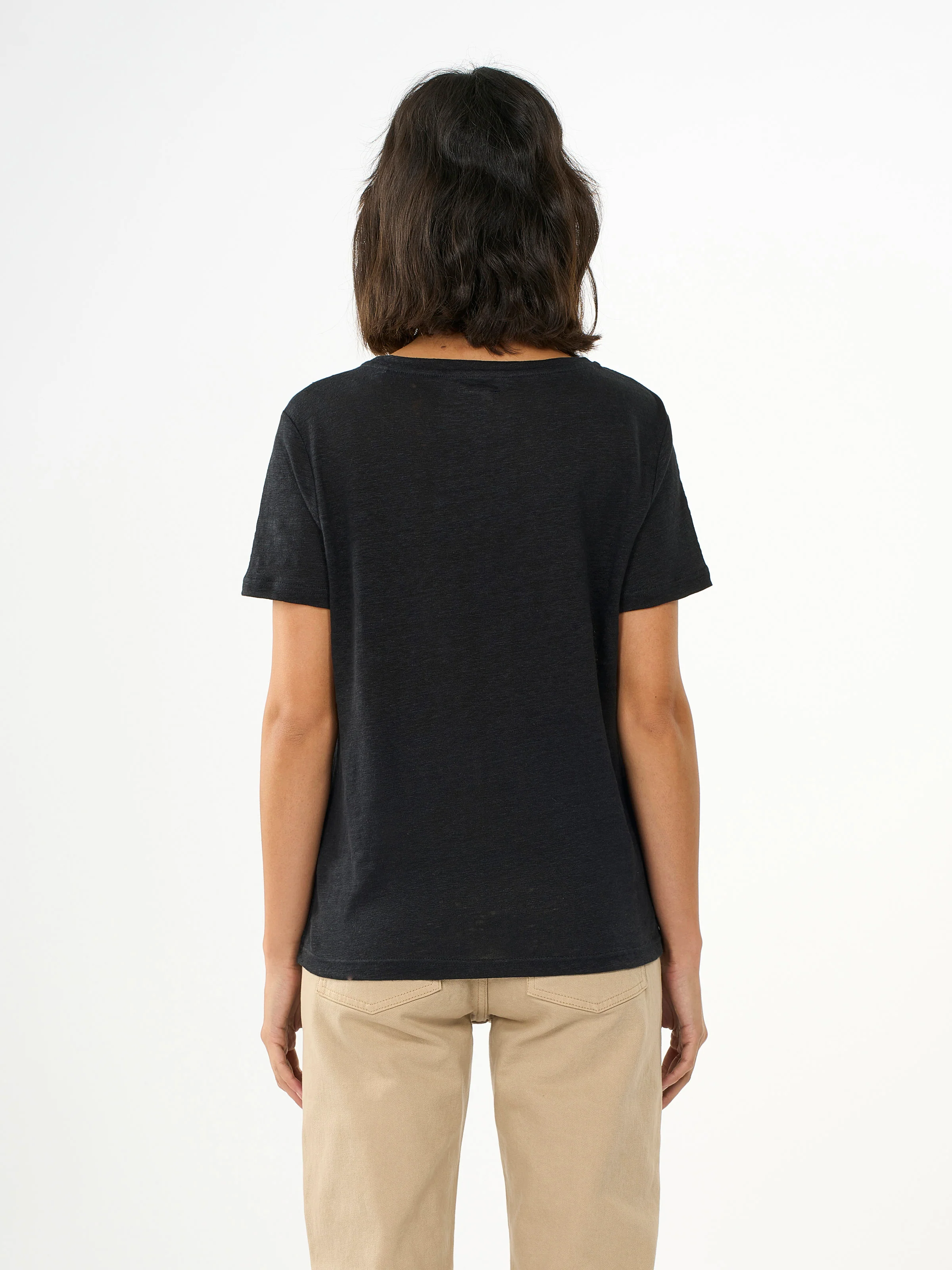 Reg linen t-shirt - Black Jet - Image 3