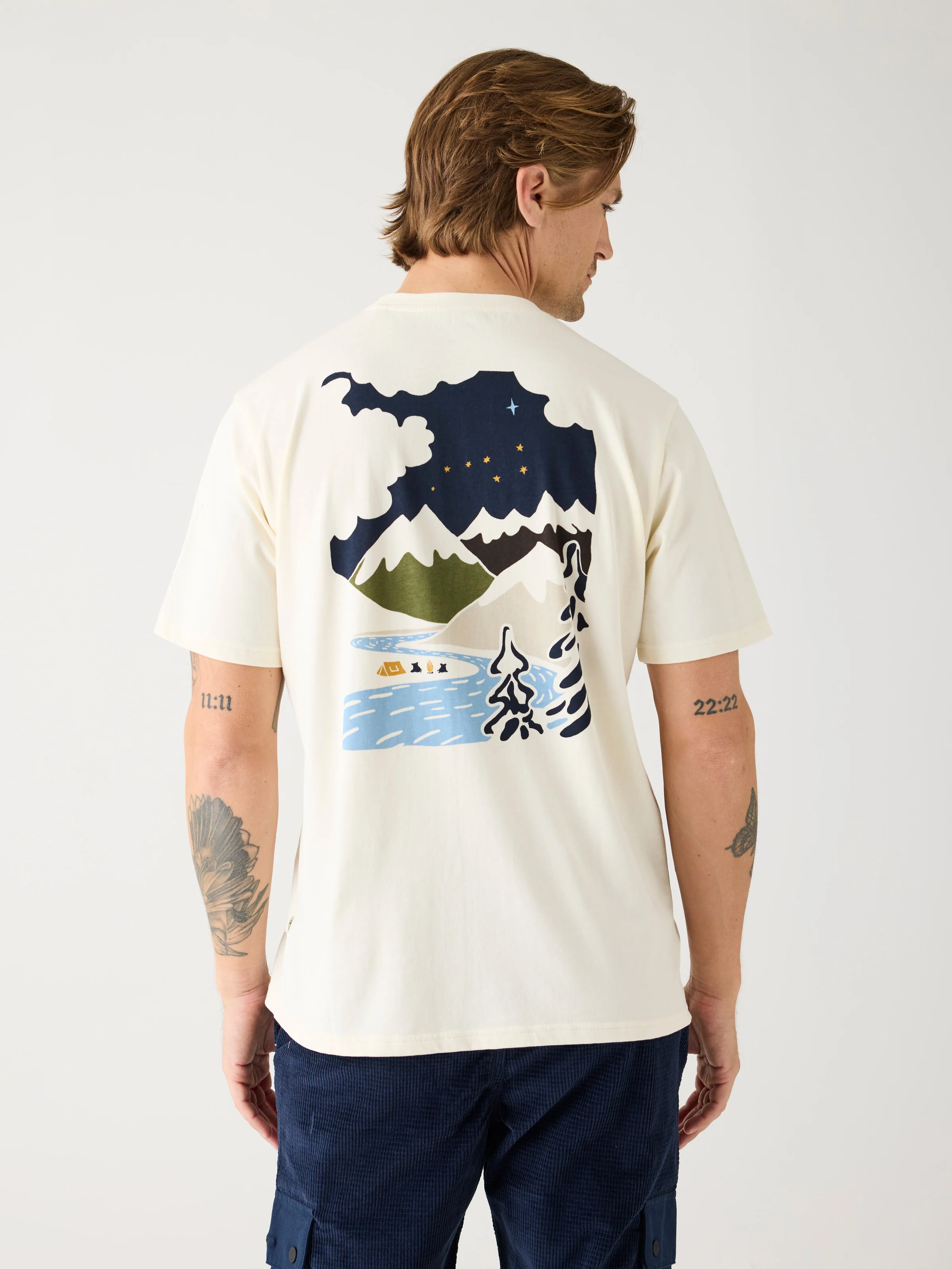 Regenerative Organic Cotton Back Print T-Shirt GOTS - Egret - Image 3
