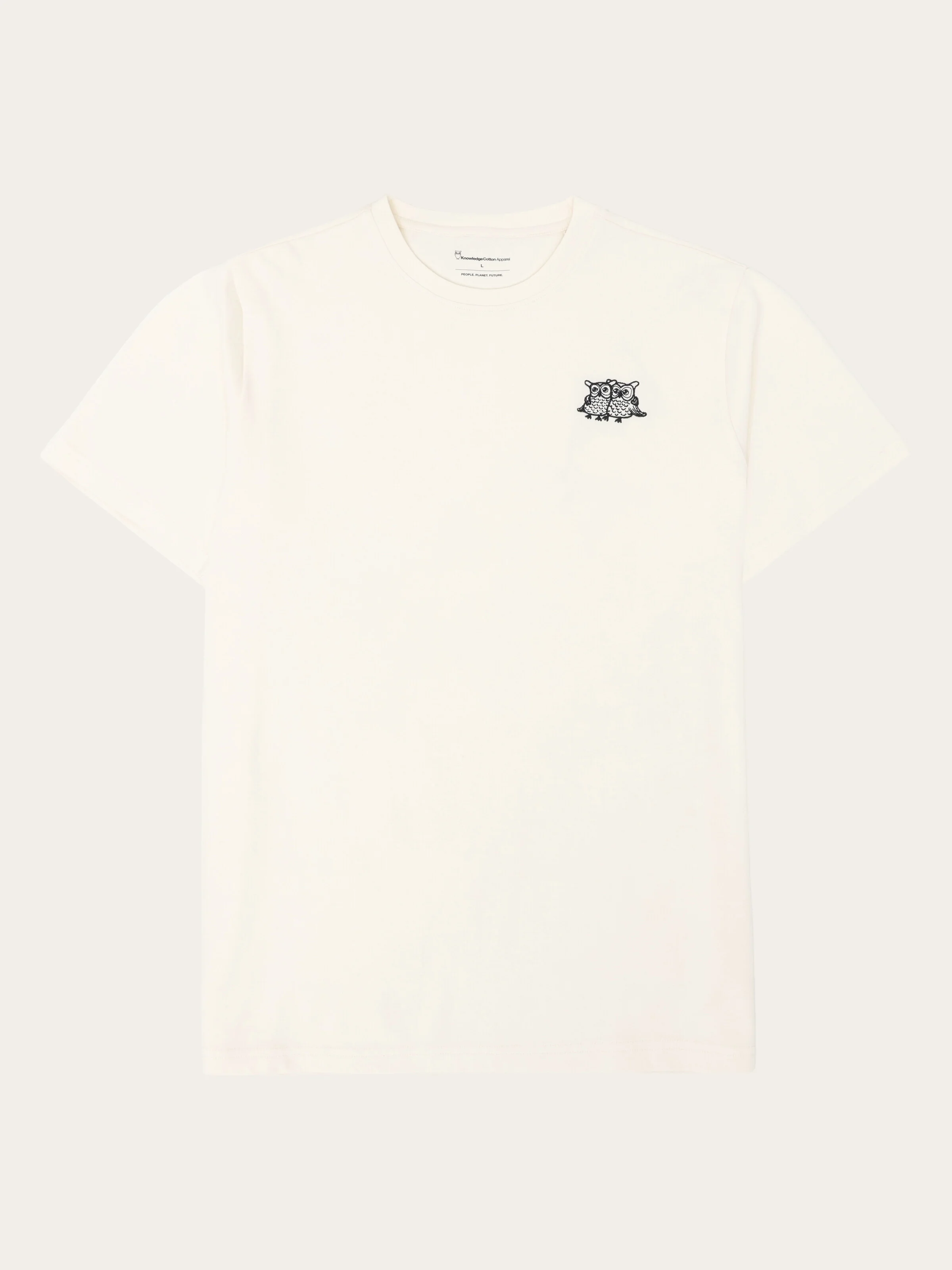 Regenerative Organic Cotton Chest Embroidery T-Shirt GOTS - Egret
