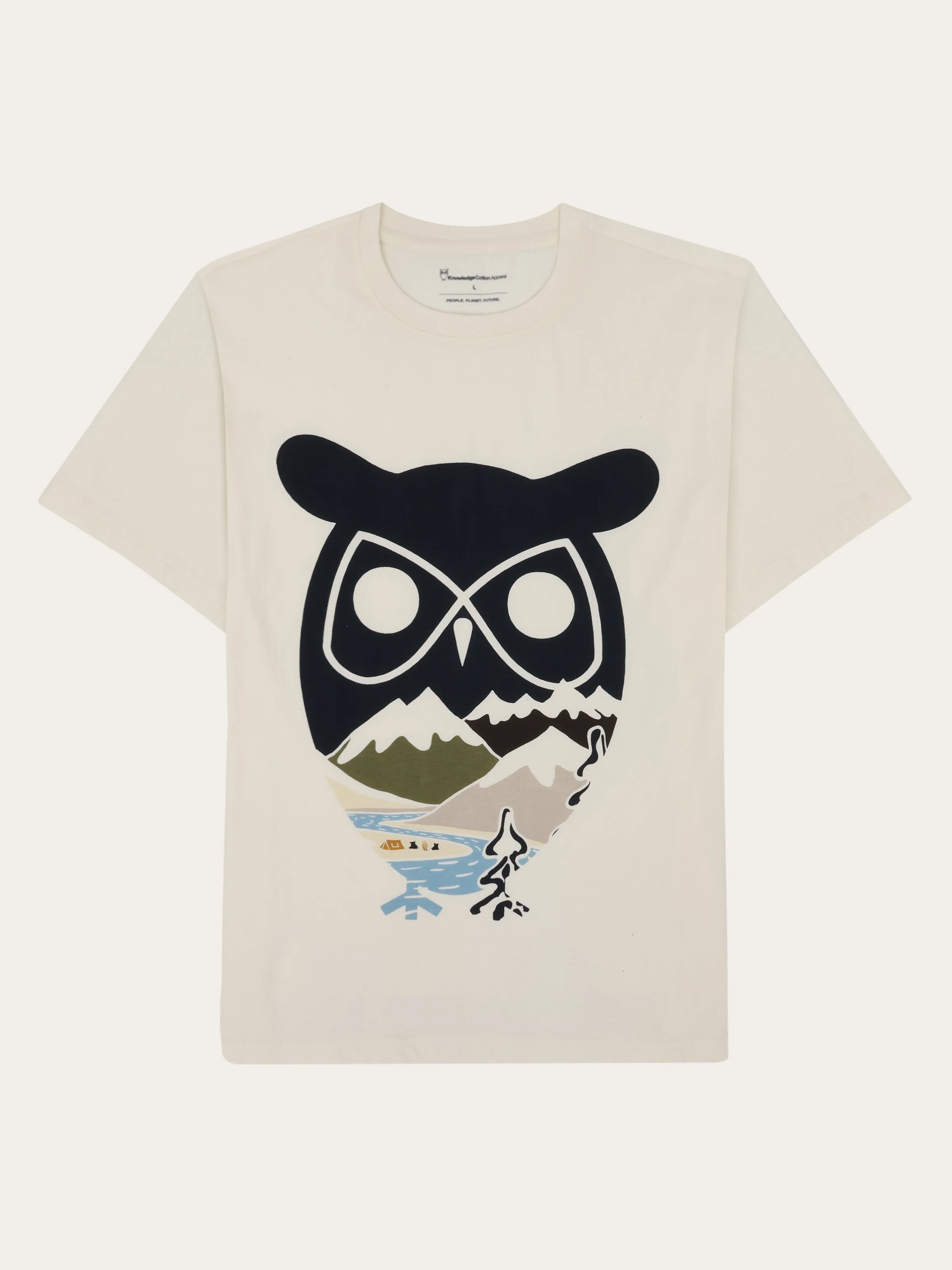 Regenerative Organic Cotton Front Print T-Shirt GOTS - Egret