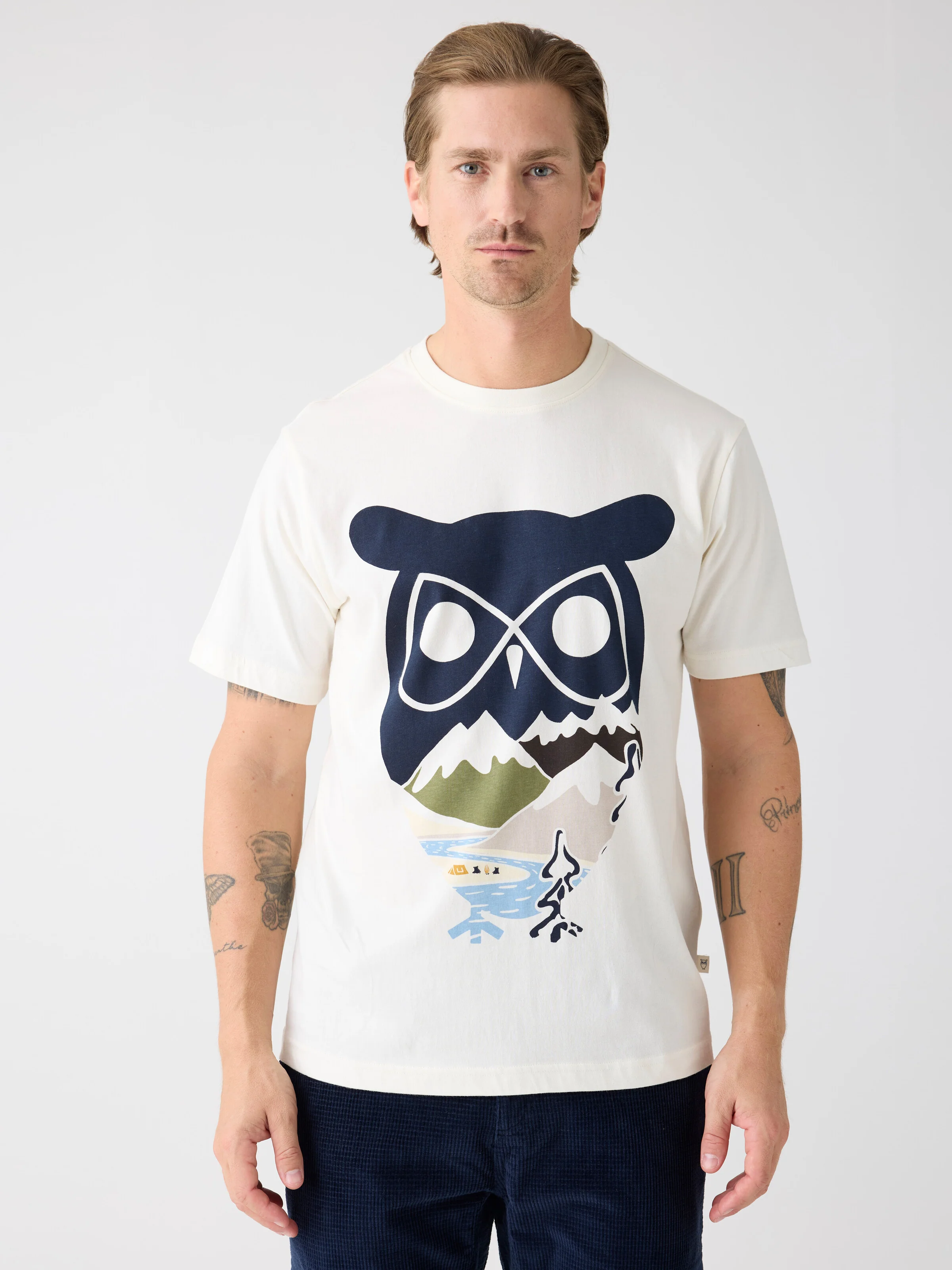 Regenerative Organic Cotton Front Print T-Shirt GOTS - Egret - Image 2