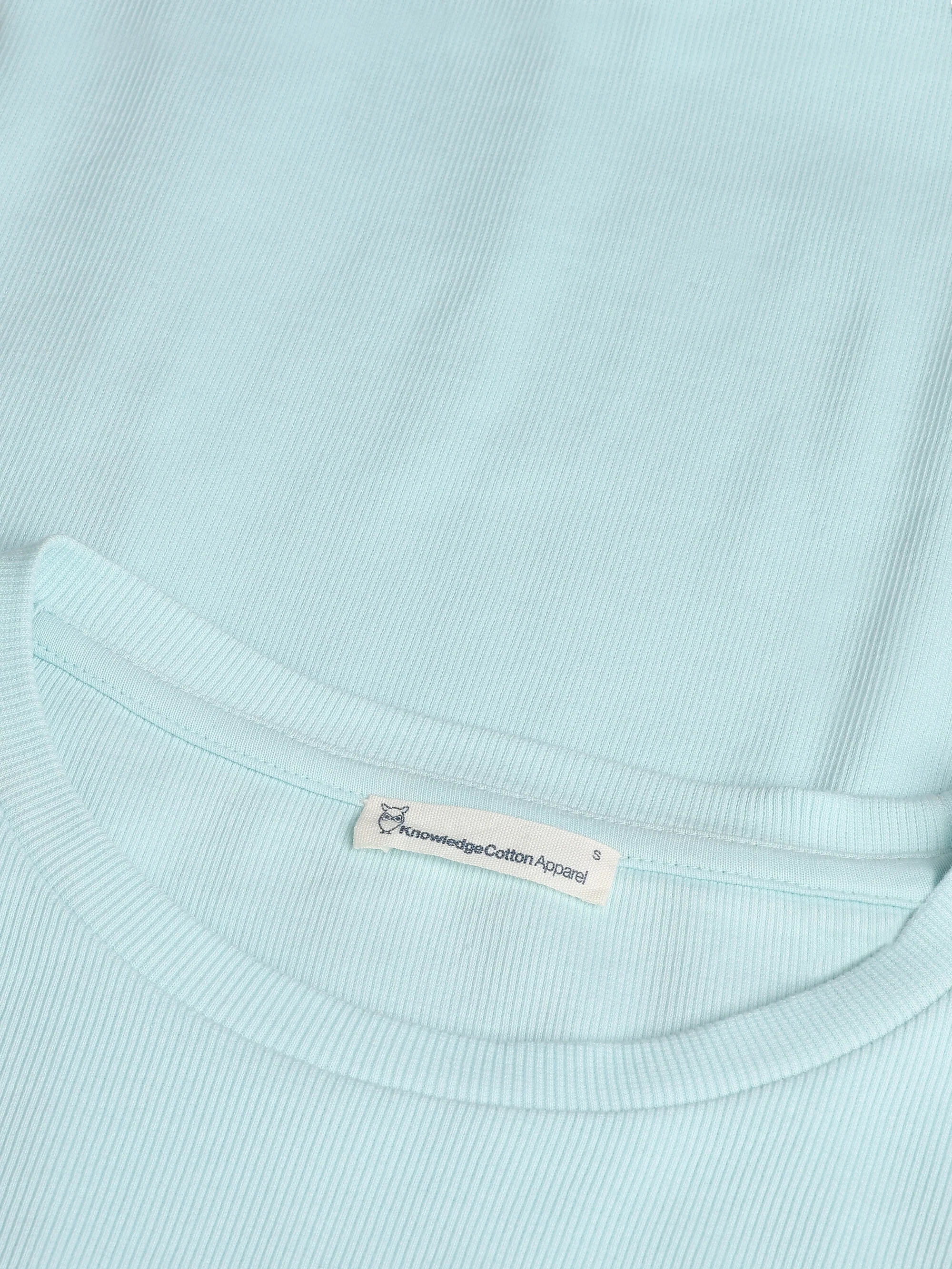 Regenerative Organic Cotton Rib Long Sleeve GOTS/Vegan - Aqua-Esque - Image 2