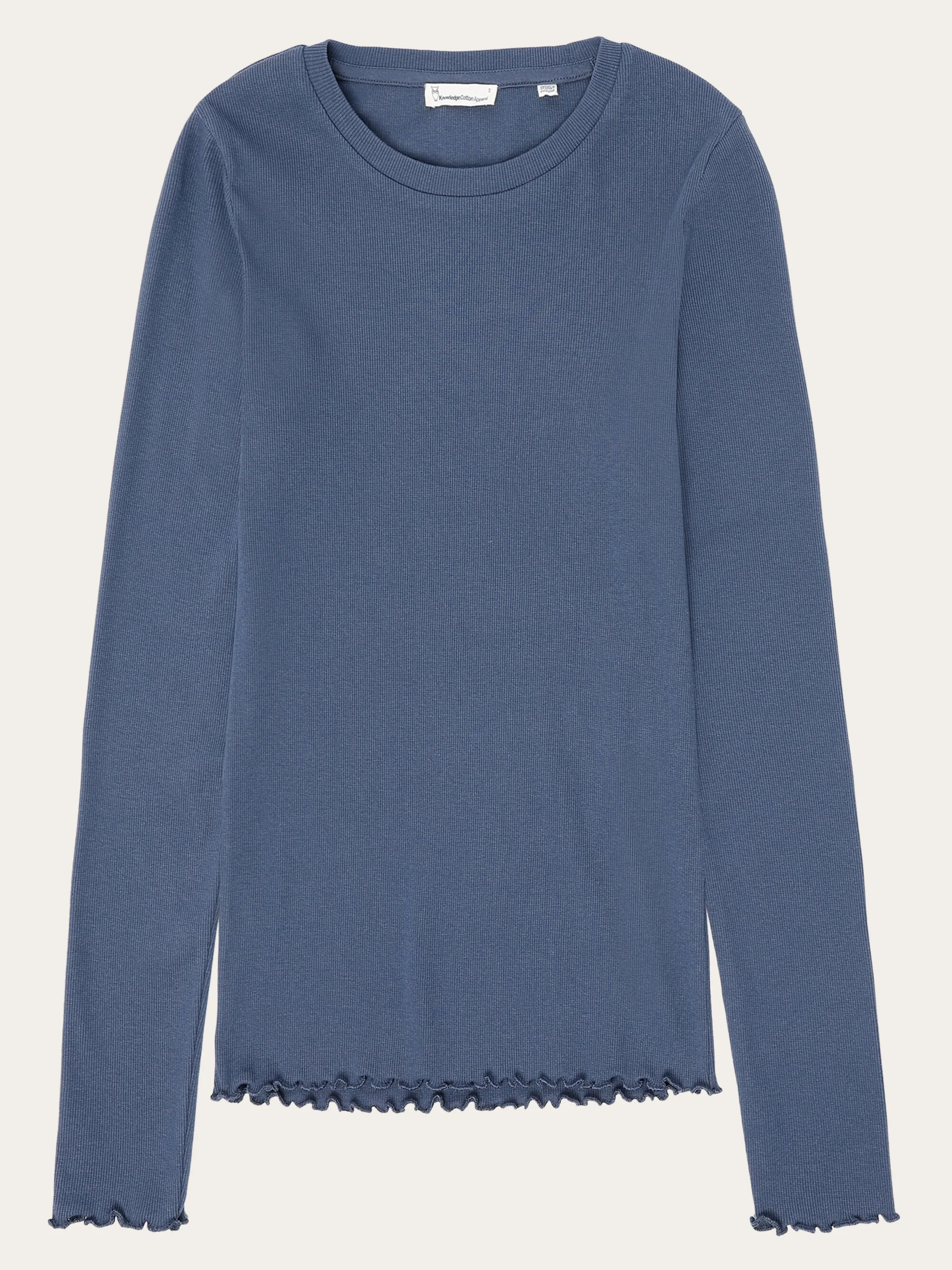 Regenerative Organic Cotton Rib Long Sleeve GOTS/Vegan - Vintage Indigo