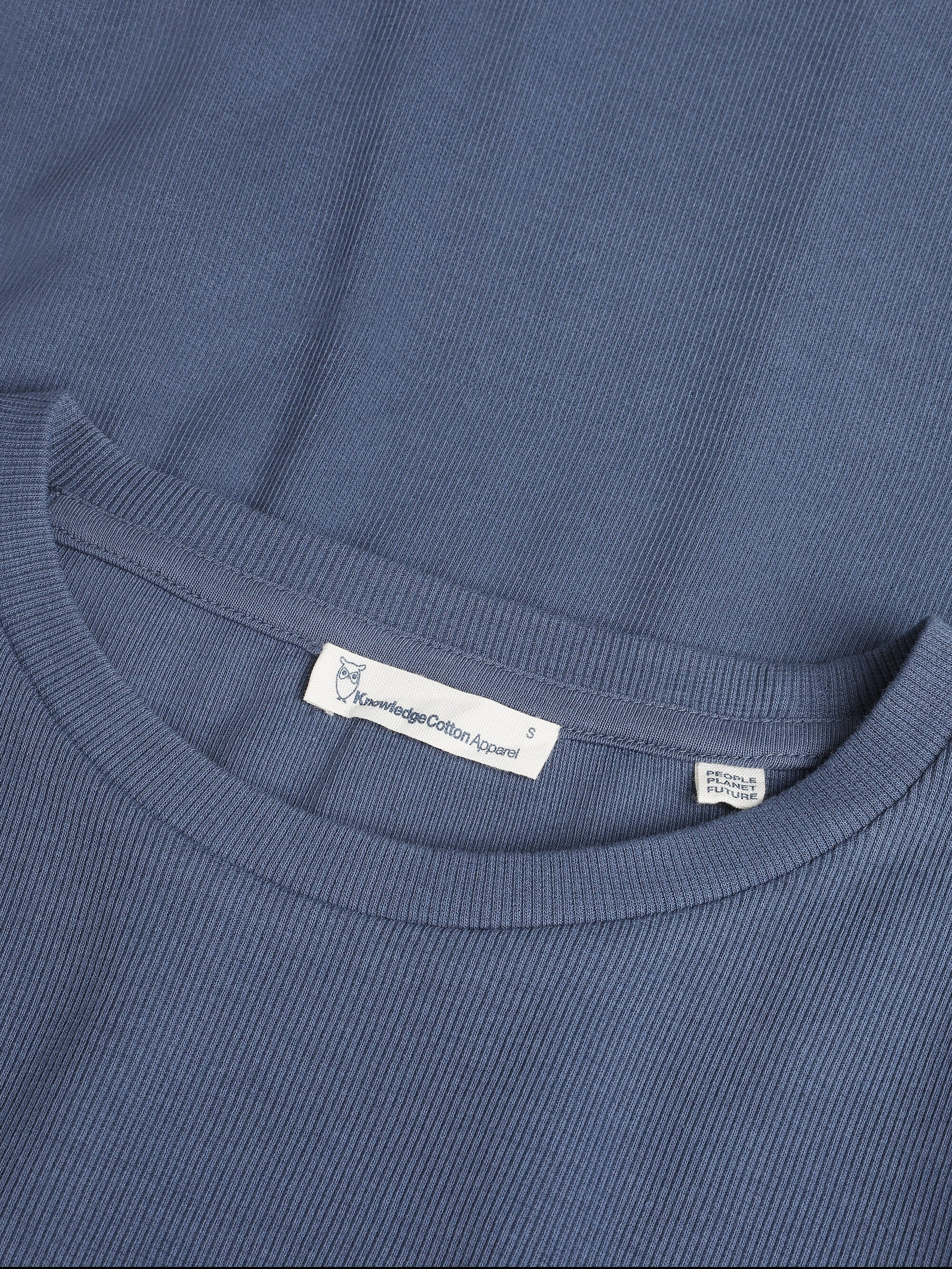 Regenerative Organic Cotton Rib Long Sleeve GOTS/Vegan - Vintage Indigo - Image 2