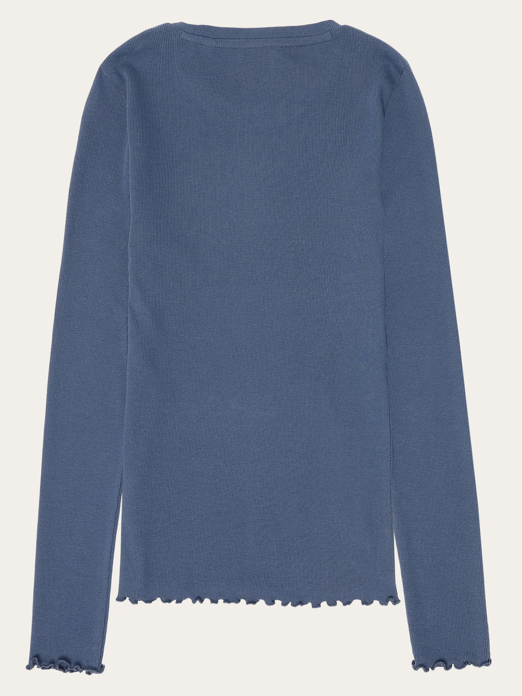 Regenerative Organic Cotton Rib Long Sleeve GOTS/Vegan - Vintage Indigo - Image 3
