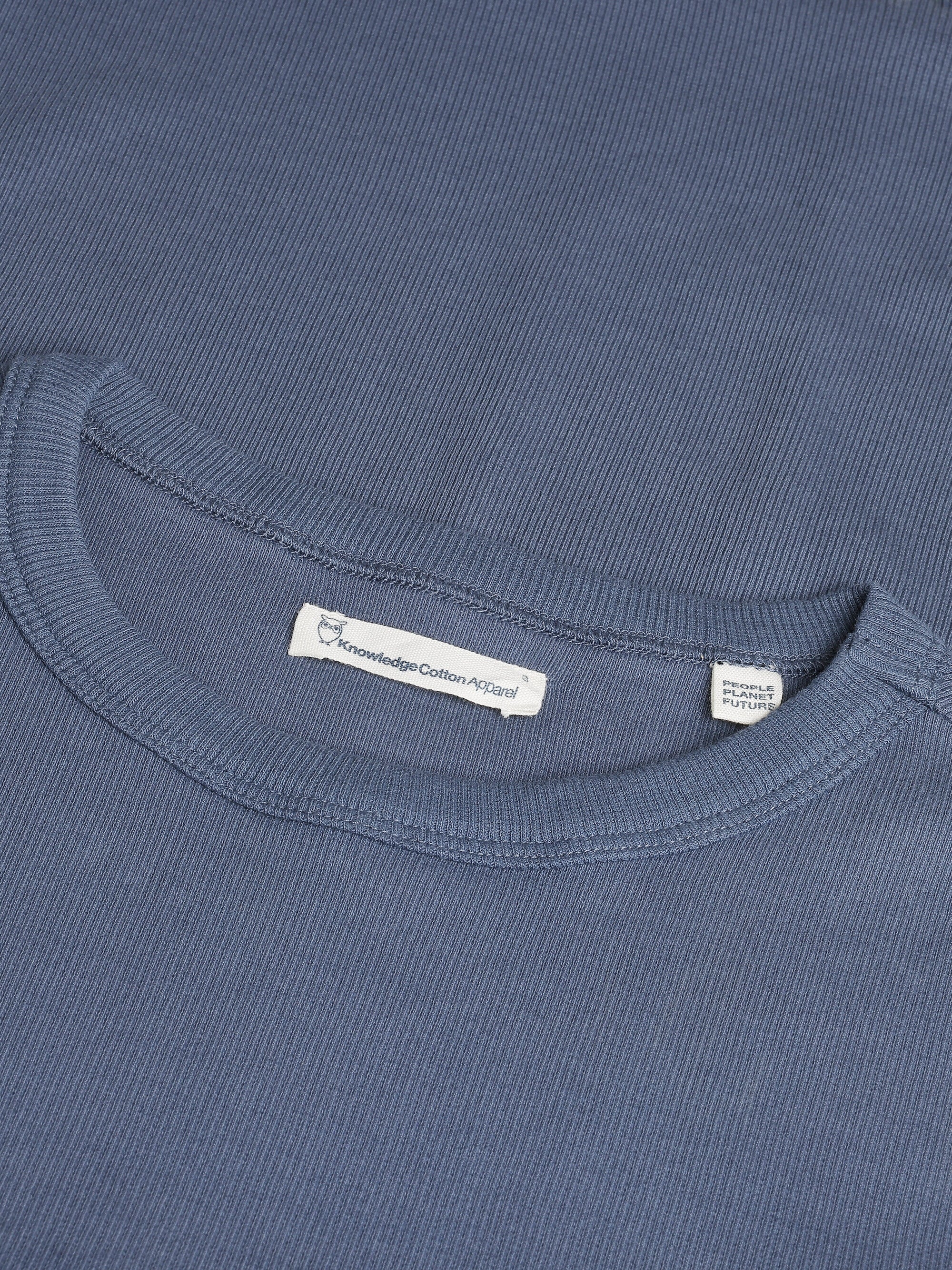 Regenerative Organic Cotton Rib T-Shirt GOTS/Vegan - Vintage Indigo - Image 2