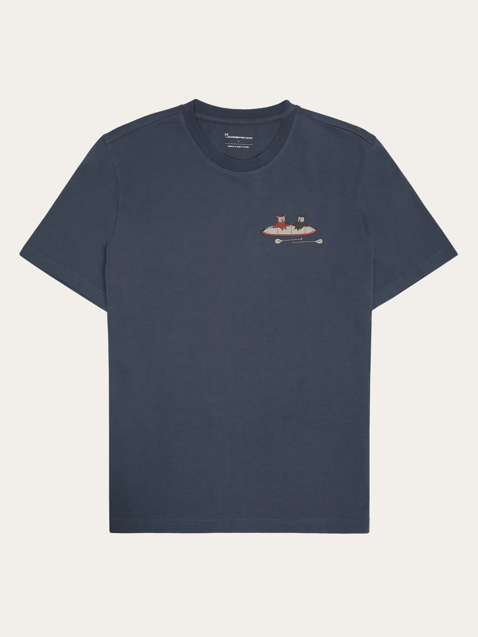 Regular drop-shoulder short sleeve heavy single jersey printed t-shirt GOTS/Vegan - Vintage Indigo