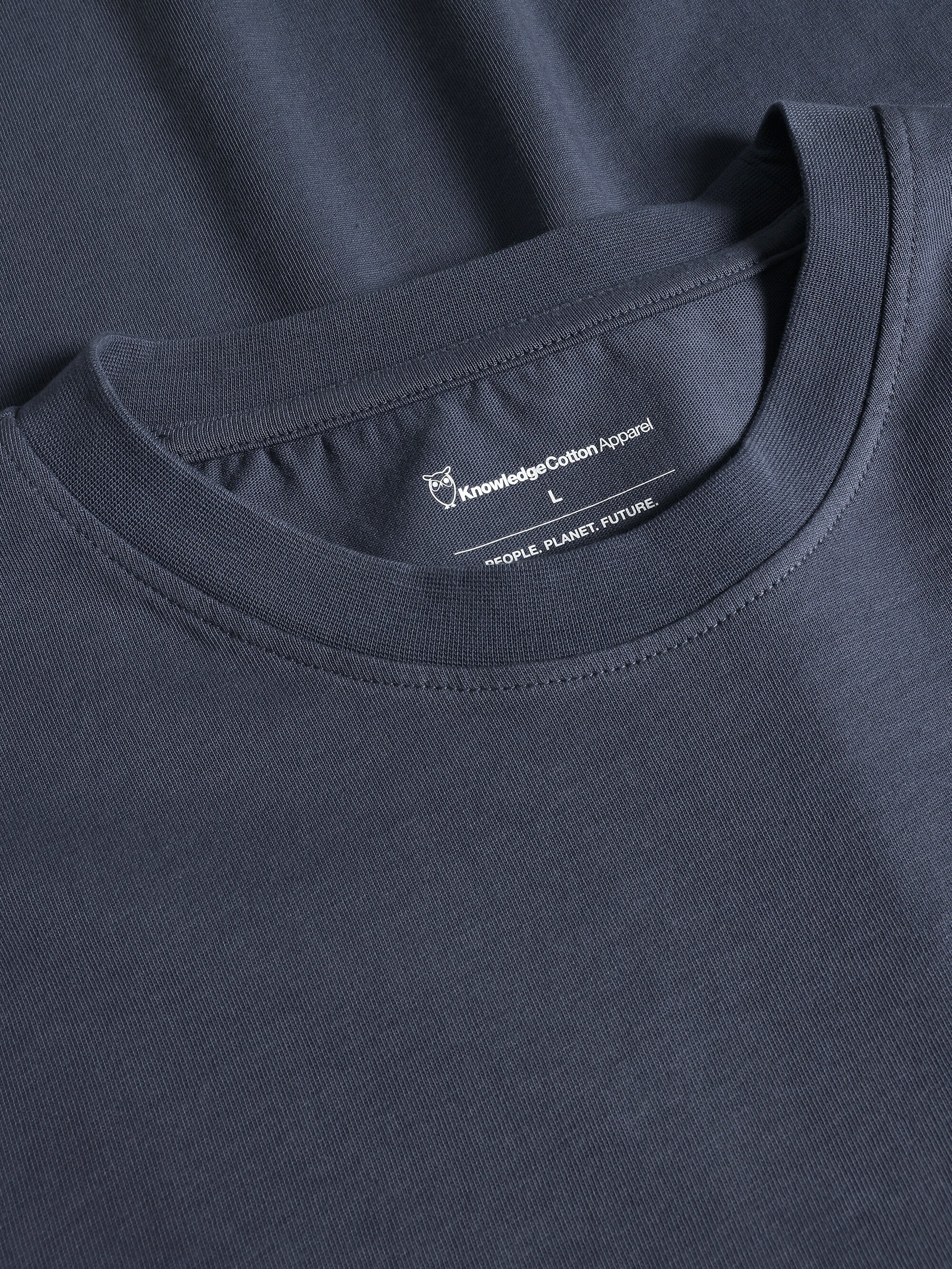 Regular drop-shoulder short sleeve heavy single jersey printed t-shirt GOTS/Vegan - Vintage Indigo - Image 2