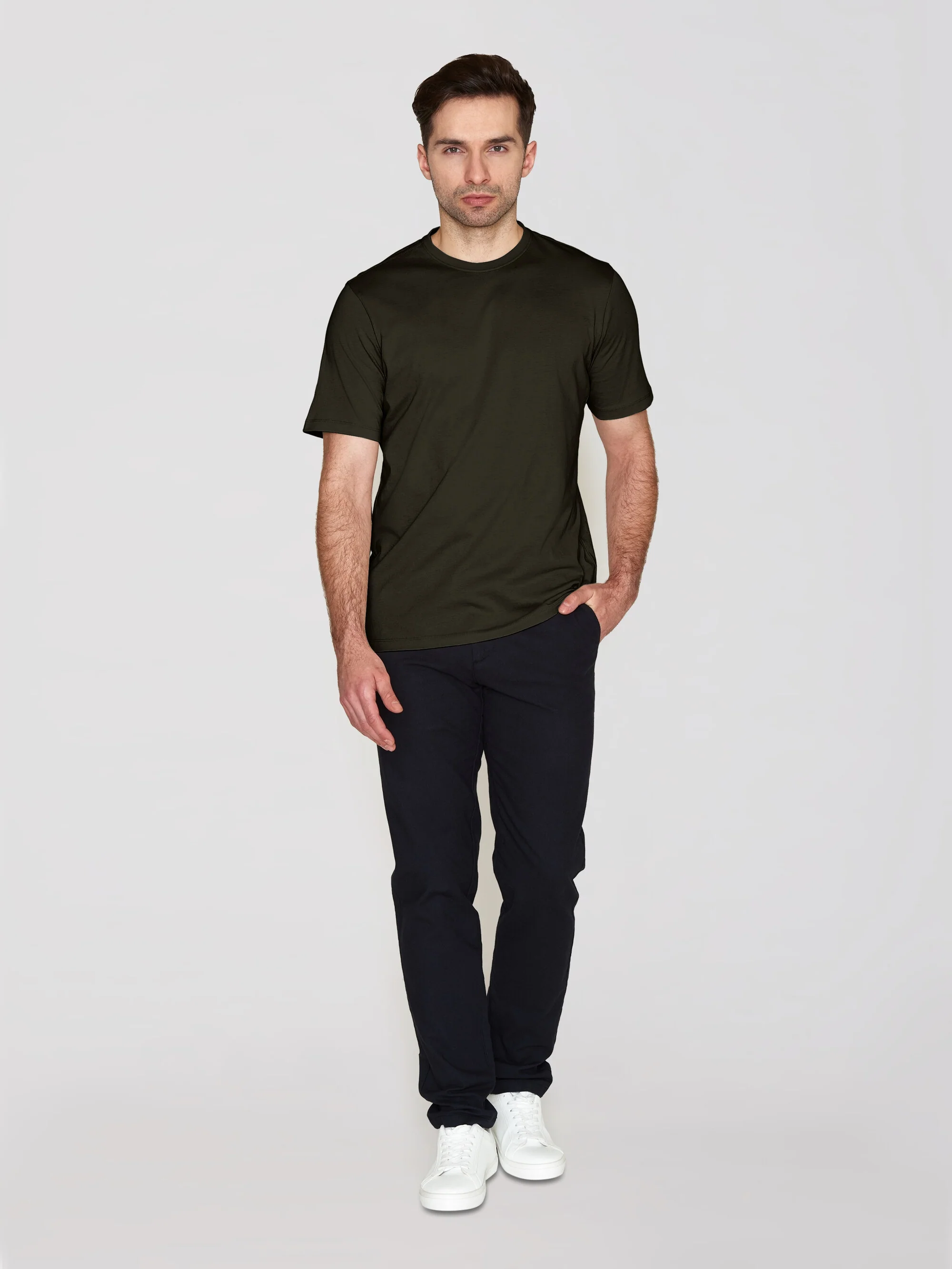 Regular fit Basic tee - Green melange - Image 4