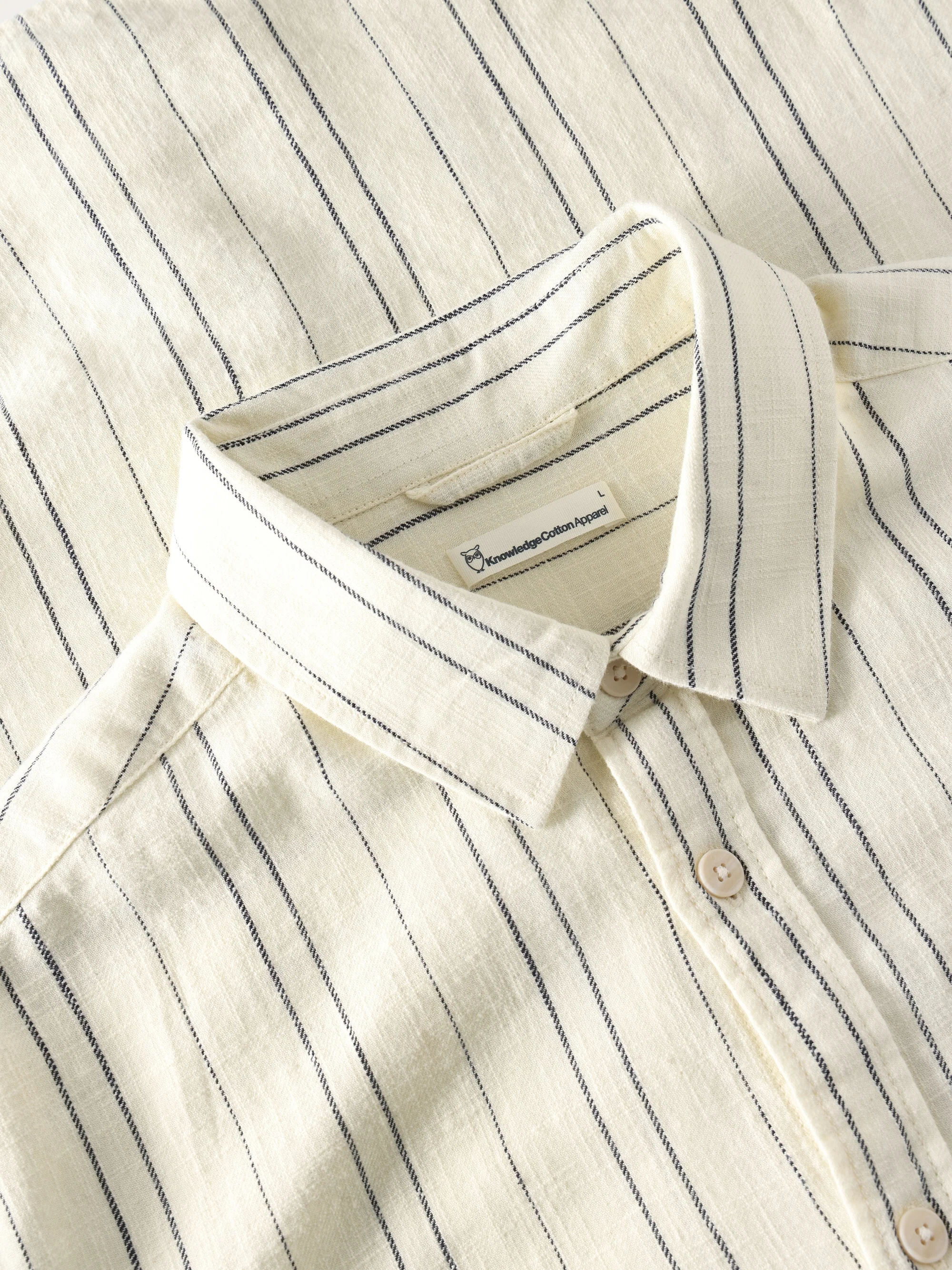 Regular fit checkered shirt - GOTS/Vegan - White stripe - Image 3