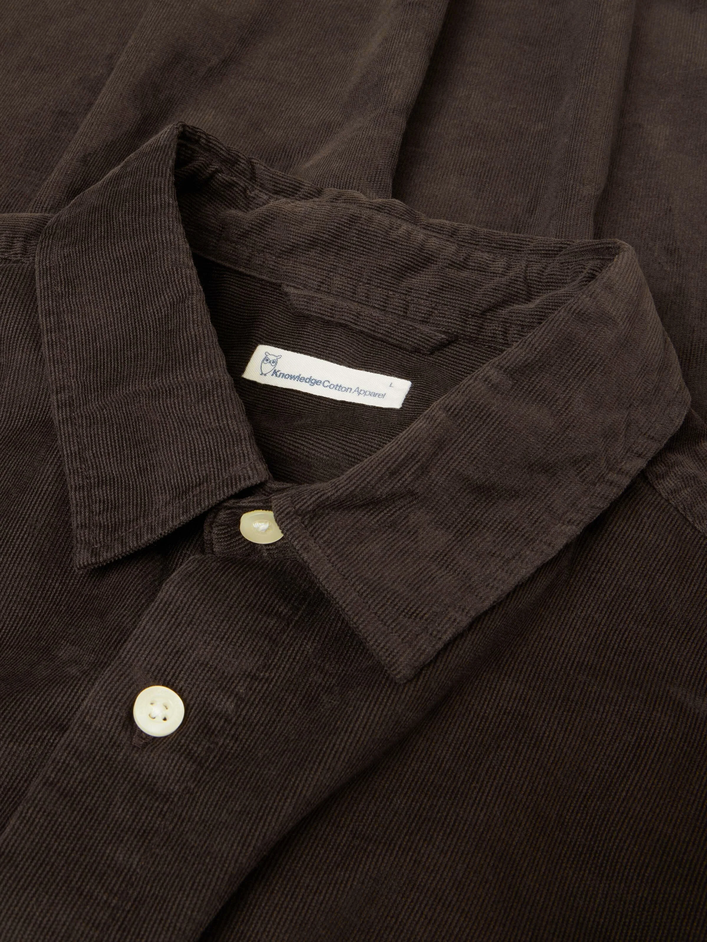 Regular fit corduroy shirt - Chocolate Torte - Image 3