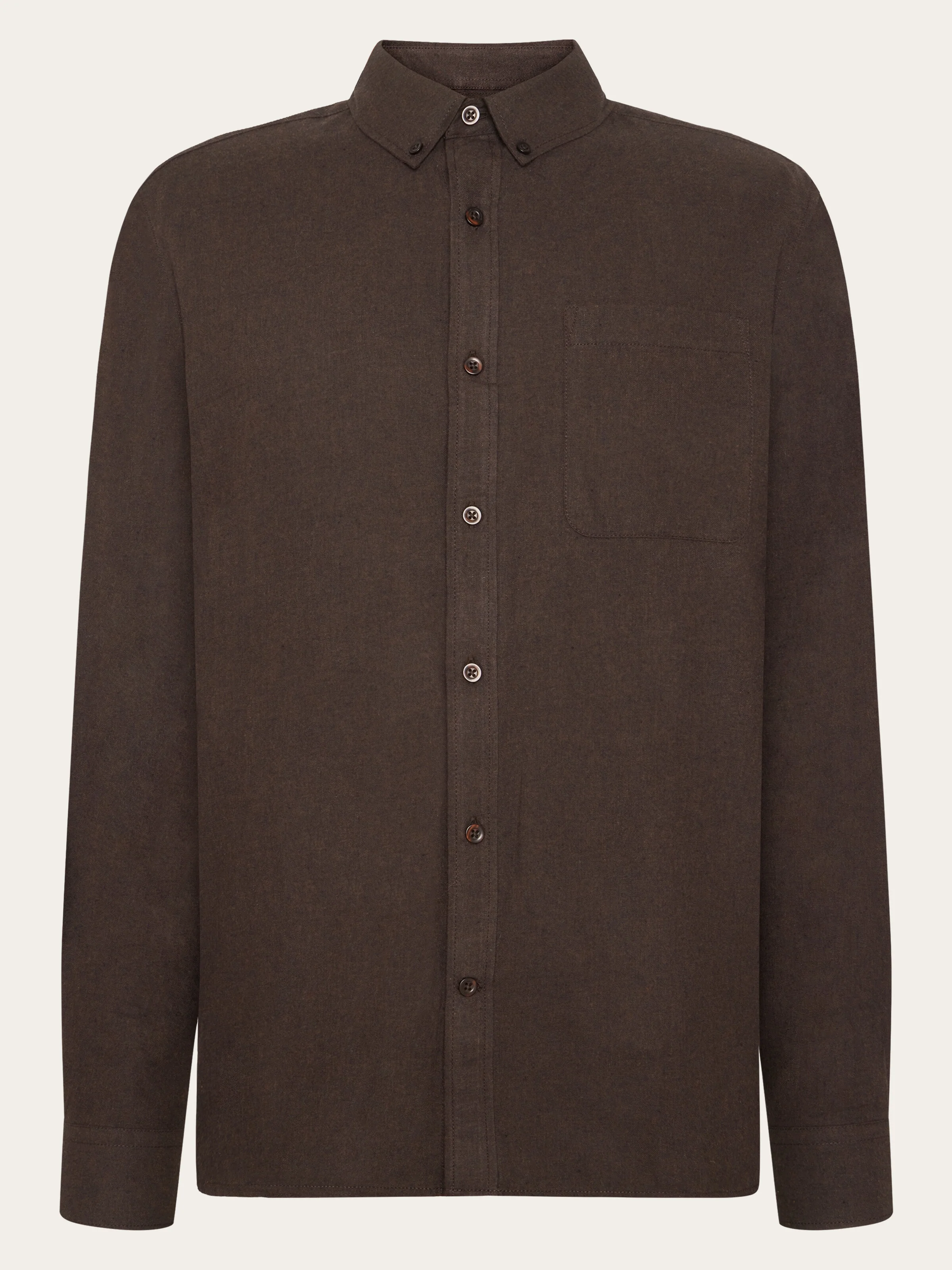 Regular fit melangé flannel shirt - Chocolate Torte