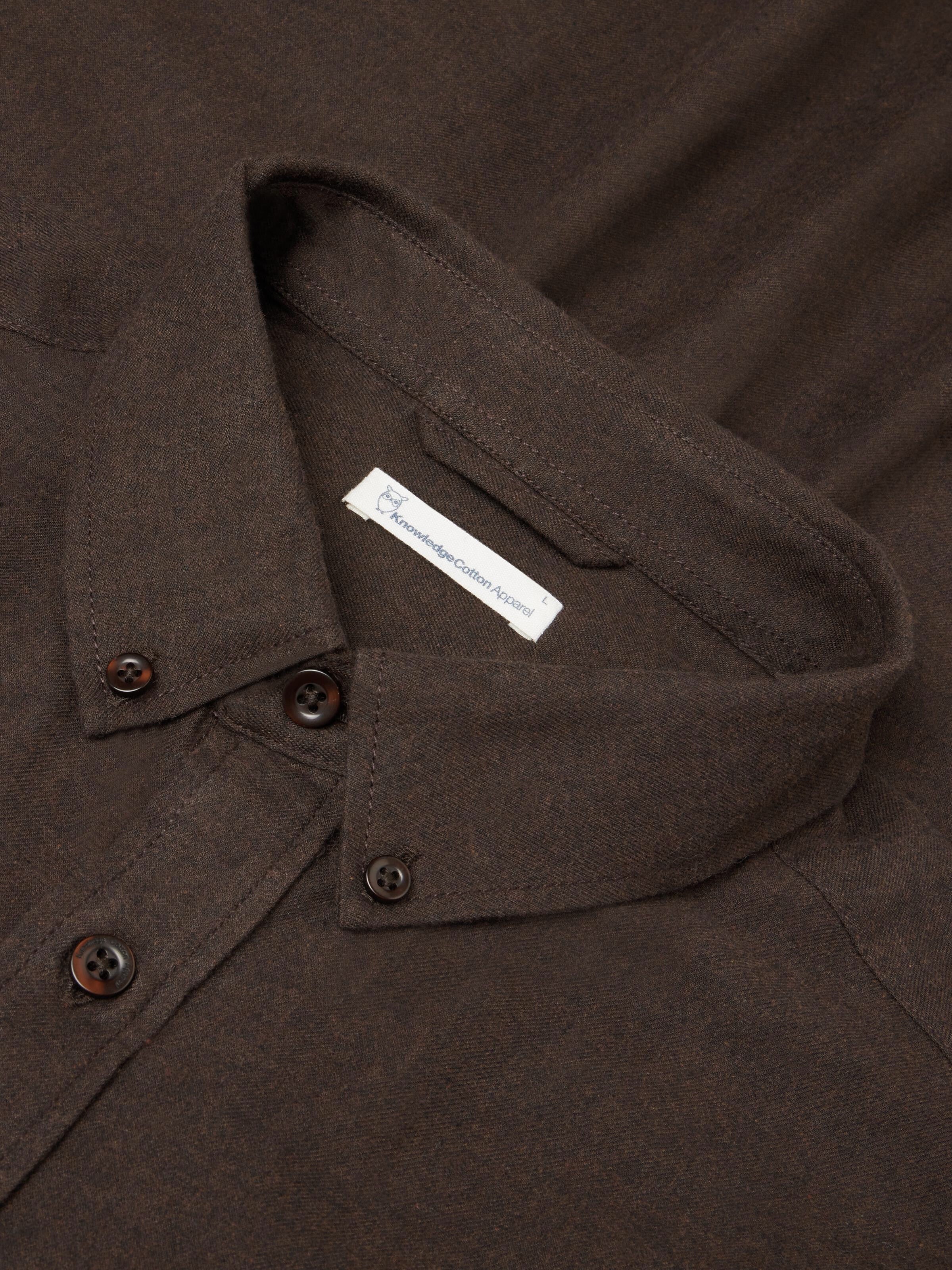 Regular fit melangé flannel shirt - Chocolate Torte - Image 3
