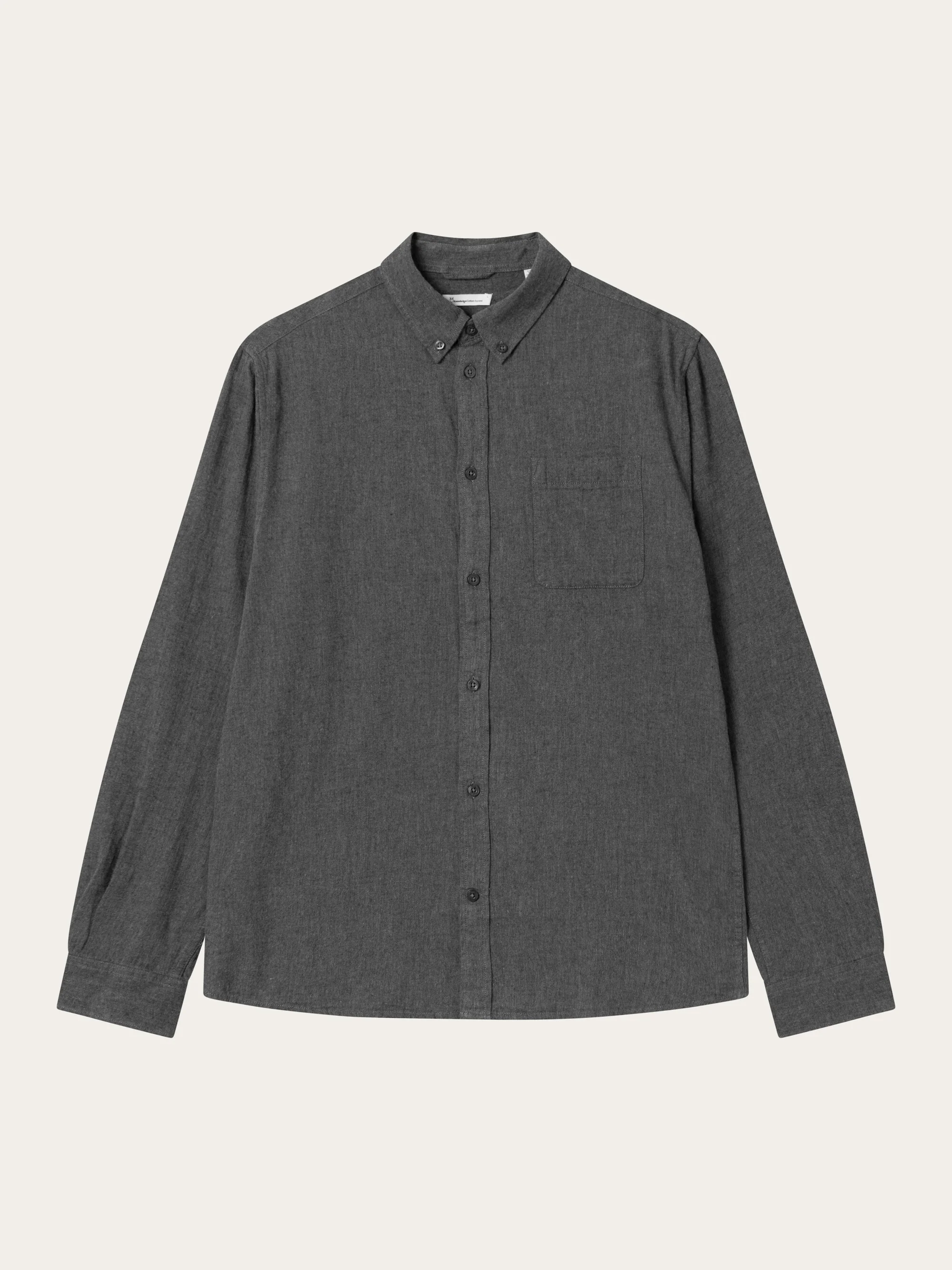 Regular fit melangé flannel shirt - Dark Grey Melange