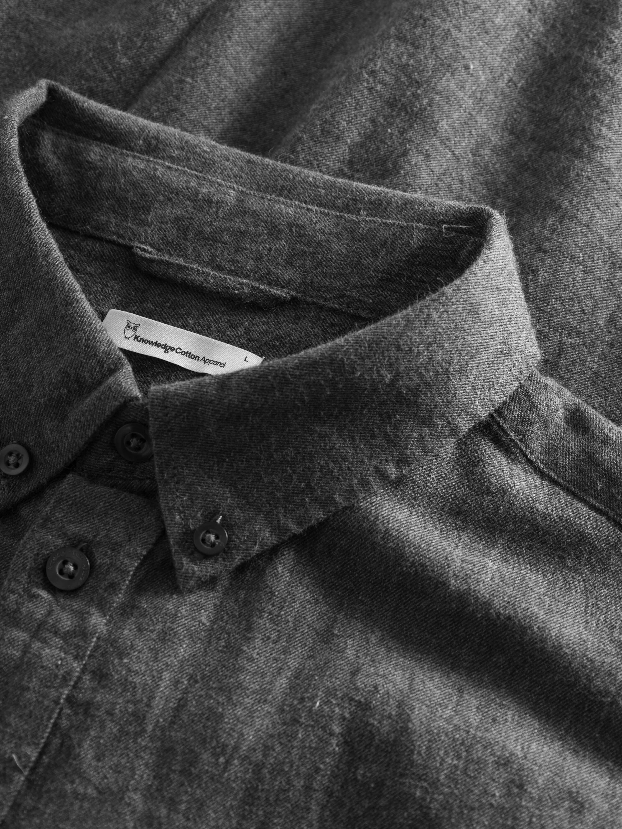 Regular fit melangé flannel shirt - Dark Grey Melange - Image 6