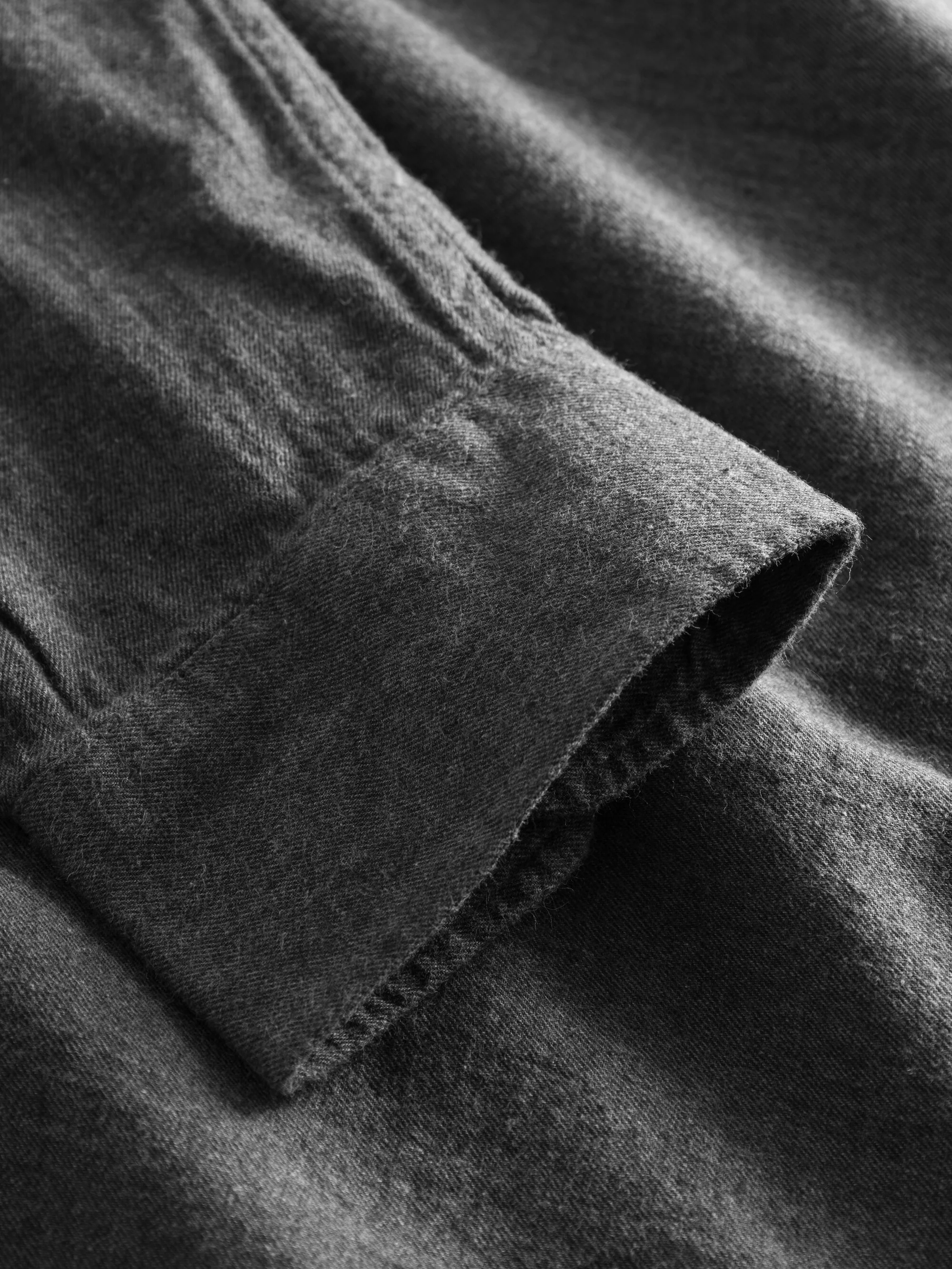 Regular fit melangé flannel shirt - Dark Grey Melange - Image 7