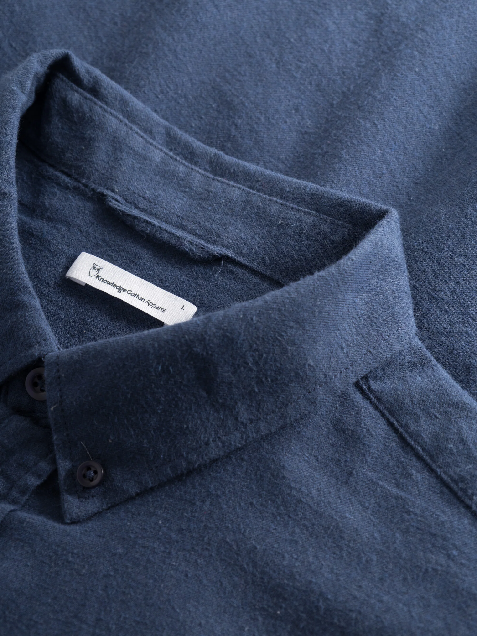 Regular fit melangé flannel shirt - Estate Blue - Image 3
