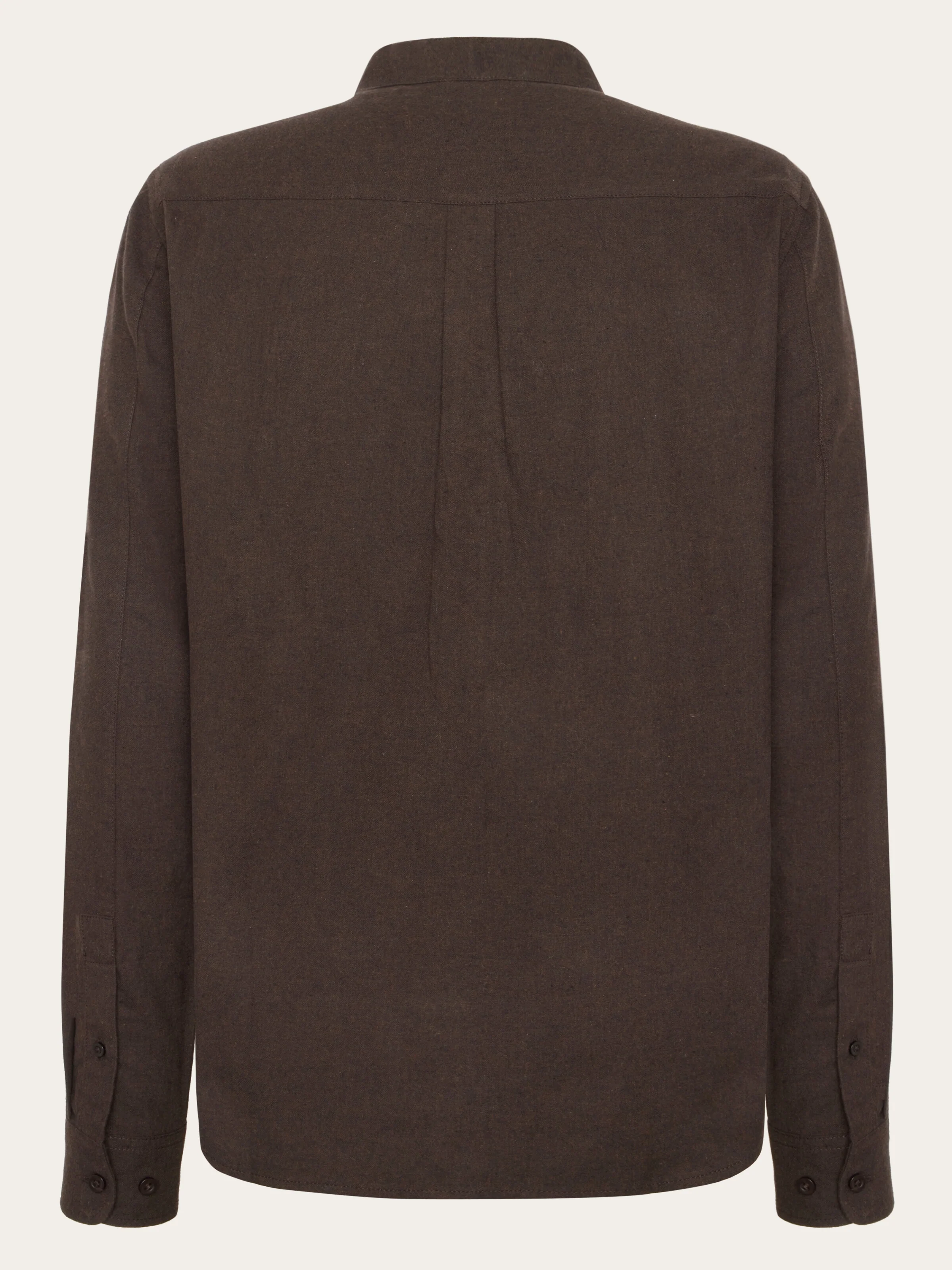 Regular fit melangé flannel stand collar shirt - Chocolate Torte - Image 2