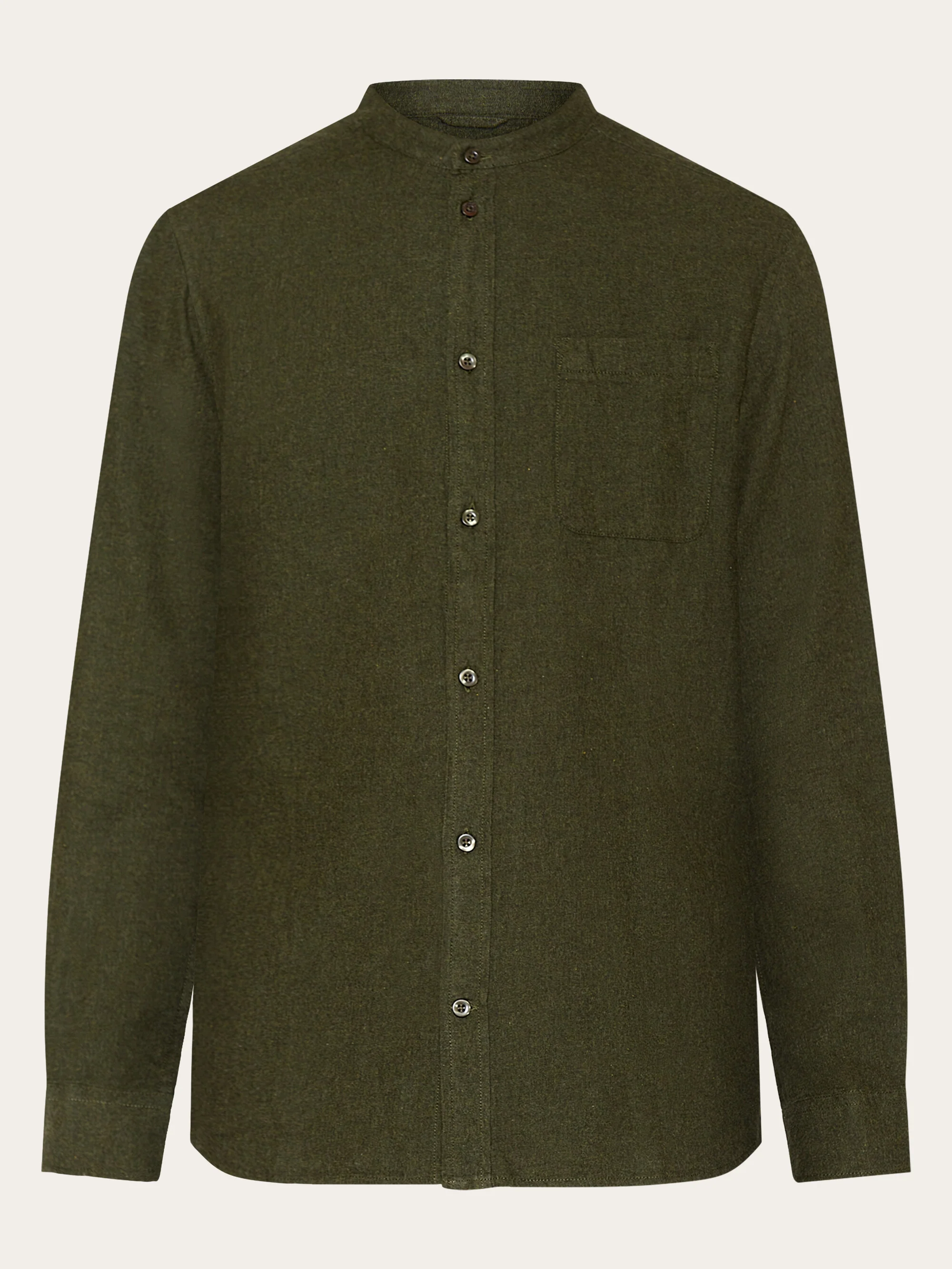 Regular fit melangé flannel stand collar shirt - Forrest Night